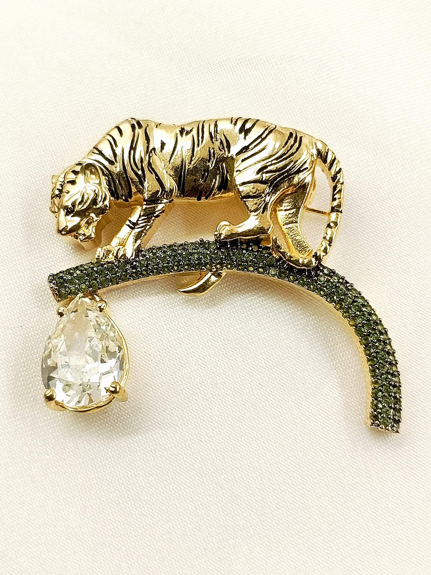 Sanjukt Green Tiger Brooch