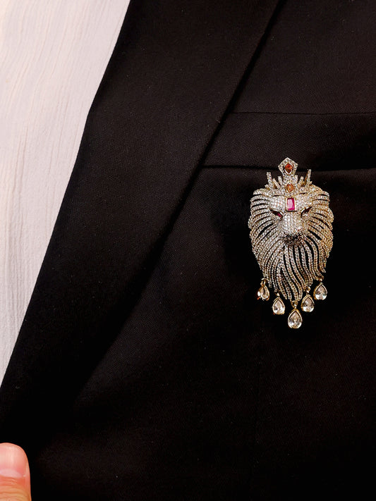 Amol Ruby Lion Brooch