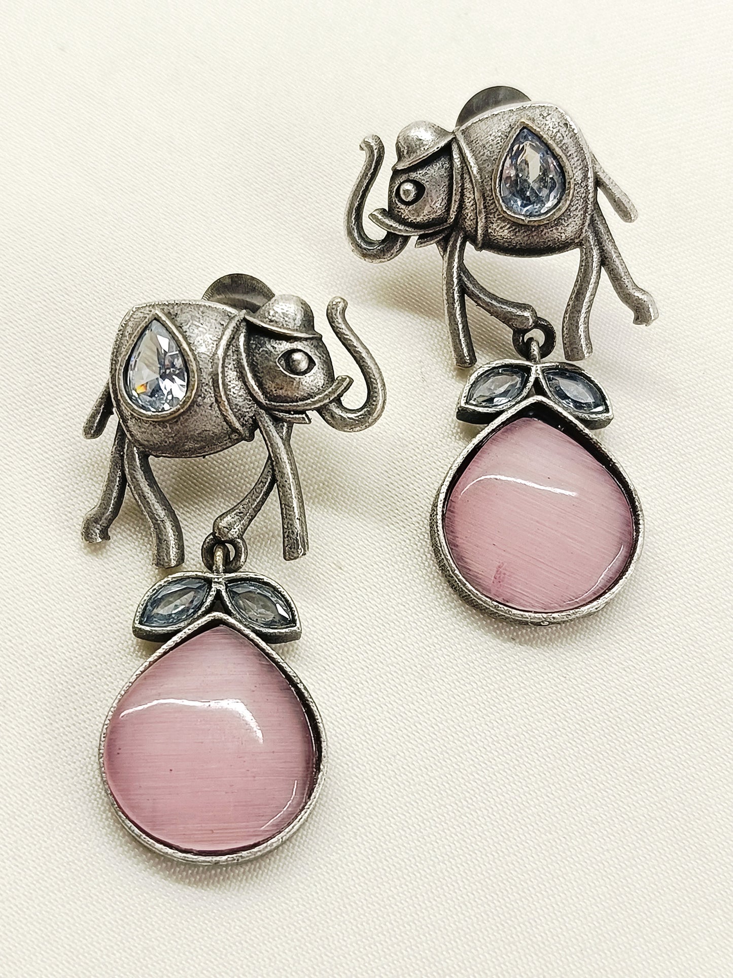Shawetha Baby Pink Oxidized Earring