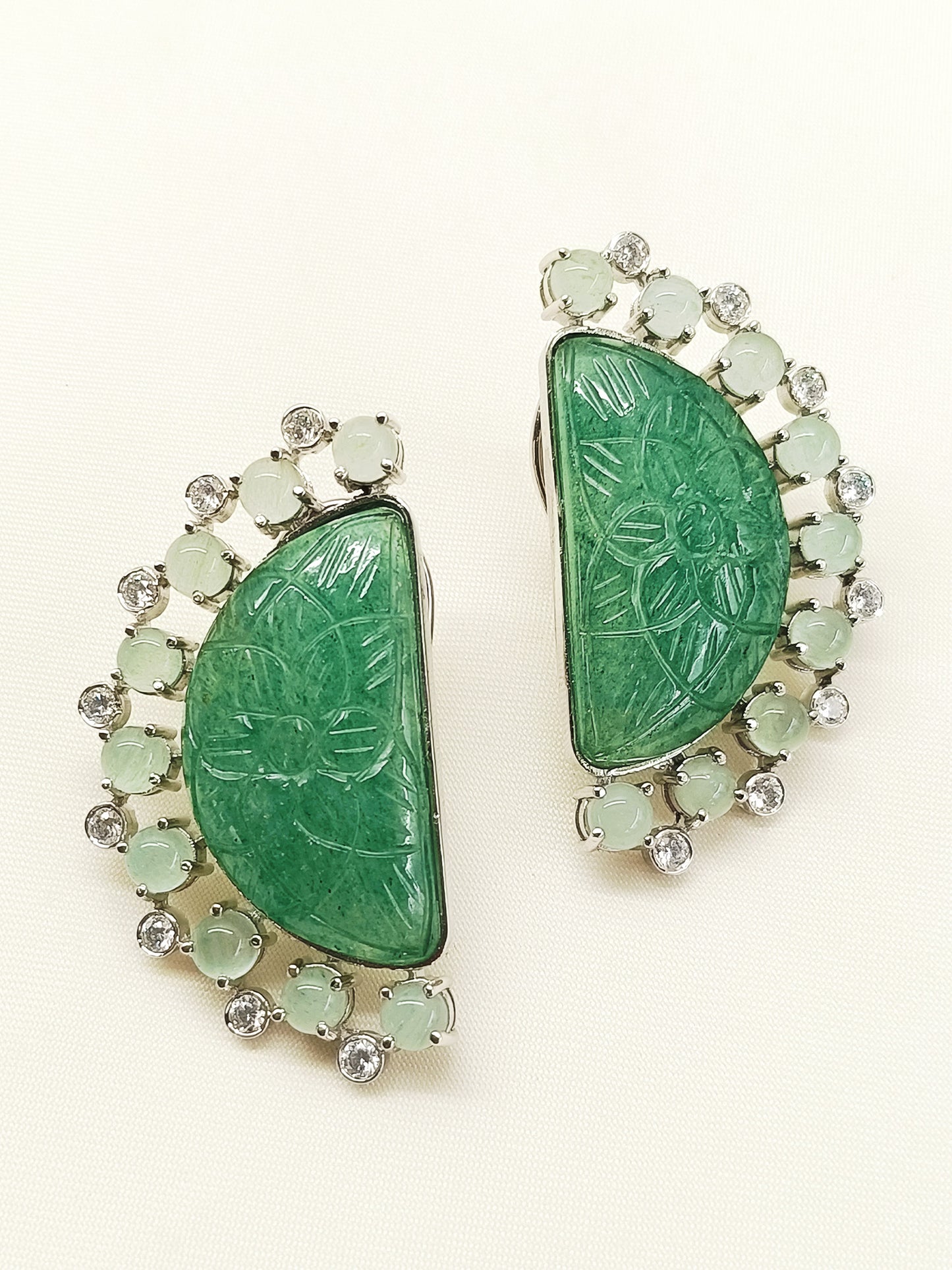 Dhanya Mint Green 92.5 Silver Natural Stone Tops
