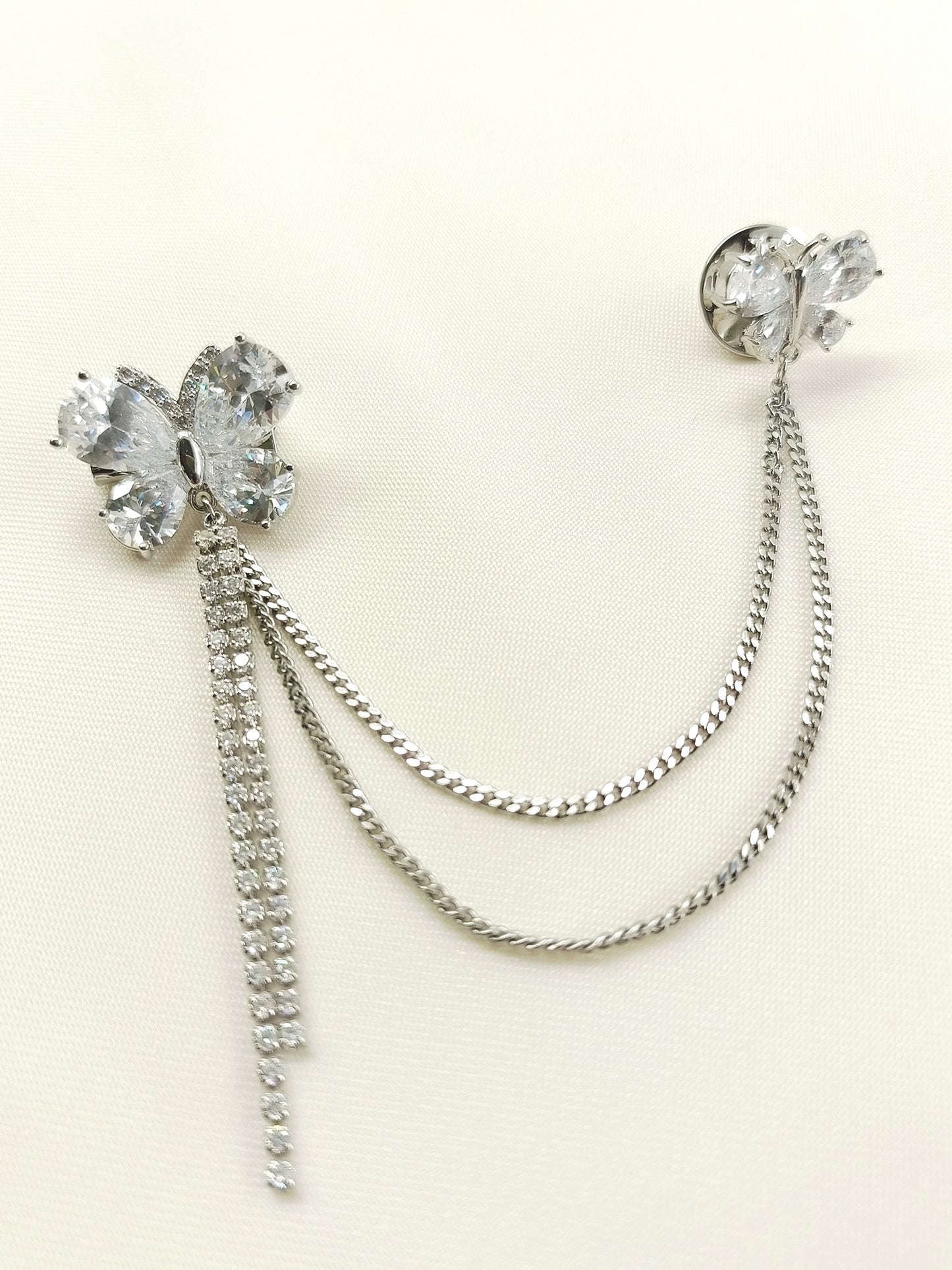 Nainsi Silver Butterfly Brooch Pin With Chain