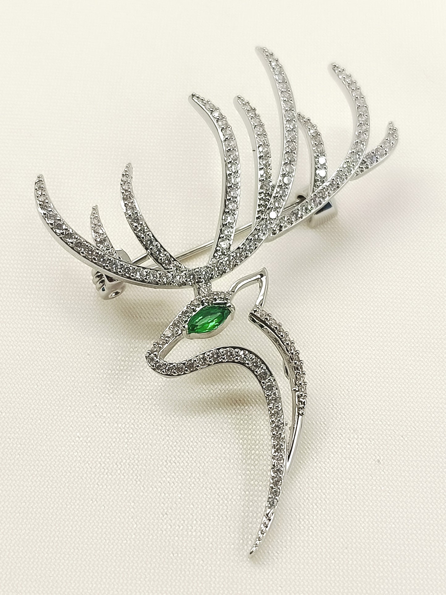 Zakirah Silver Reindeer Brooch