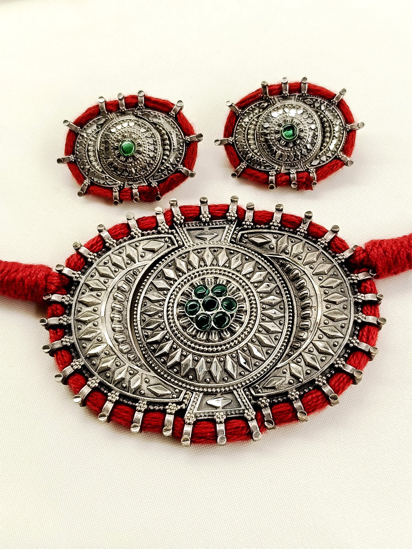 Gaurika Green Oxidized Choker Set