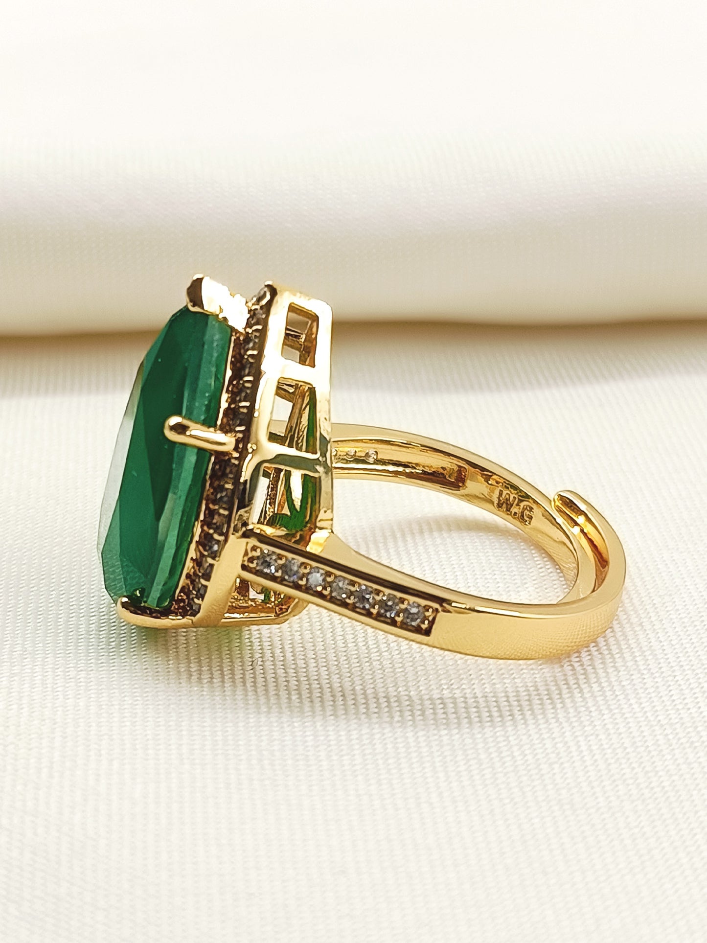 Laila Green American Diamond Finger Ring