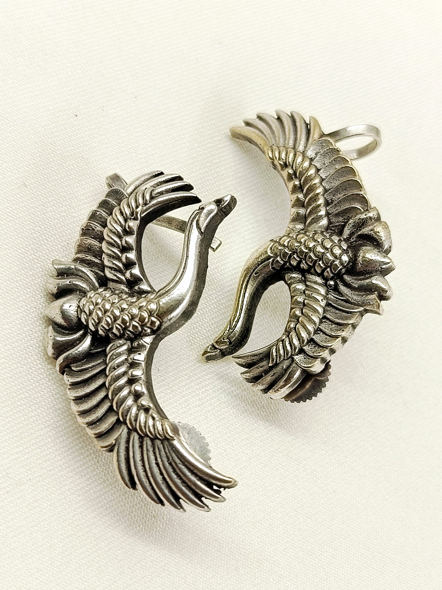 Ridhan Oxidized Crane Hoop Men's Earrings