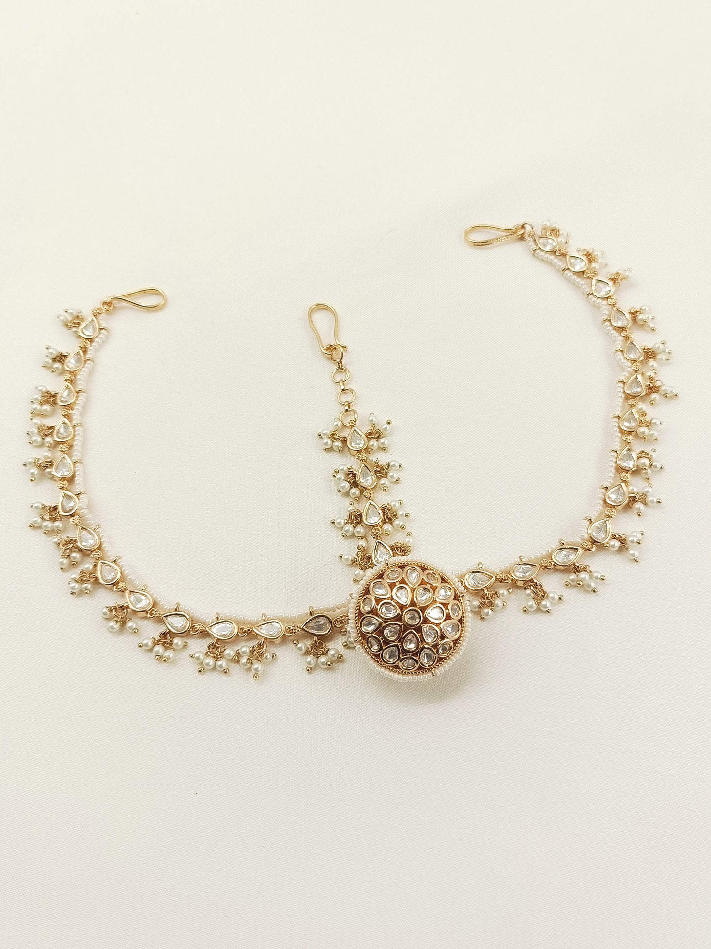 Aadhya White Kundan Mathapatti