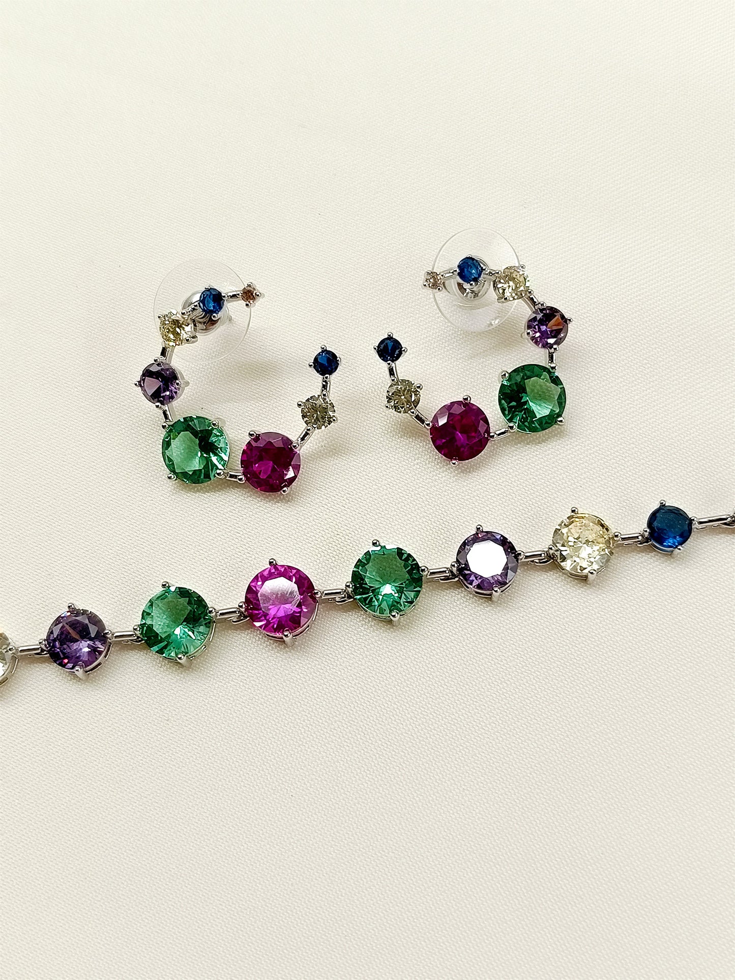 Haisley Multi Colour American Diamond Necklace Set