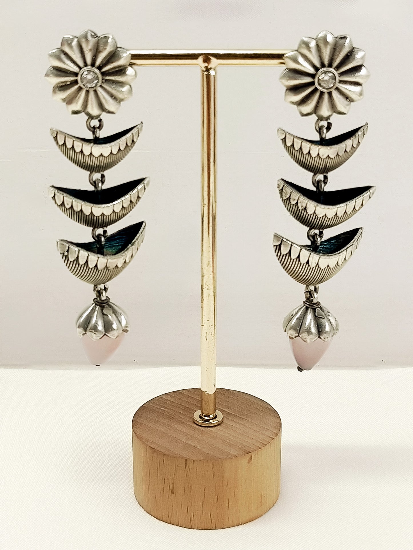 Ekansha Baby Pink Oxidized Earrings