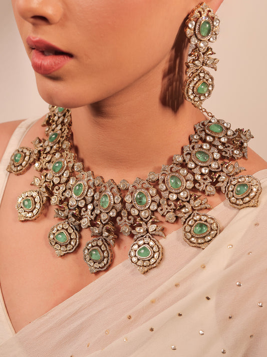 Suhina Mint Green Polki Necklace Set