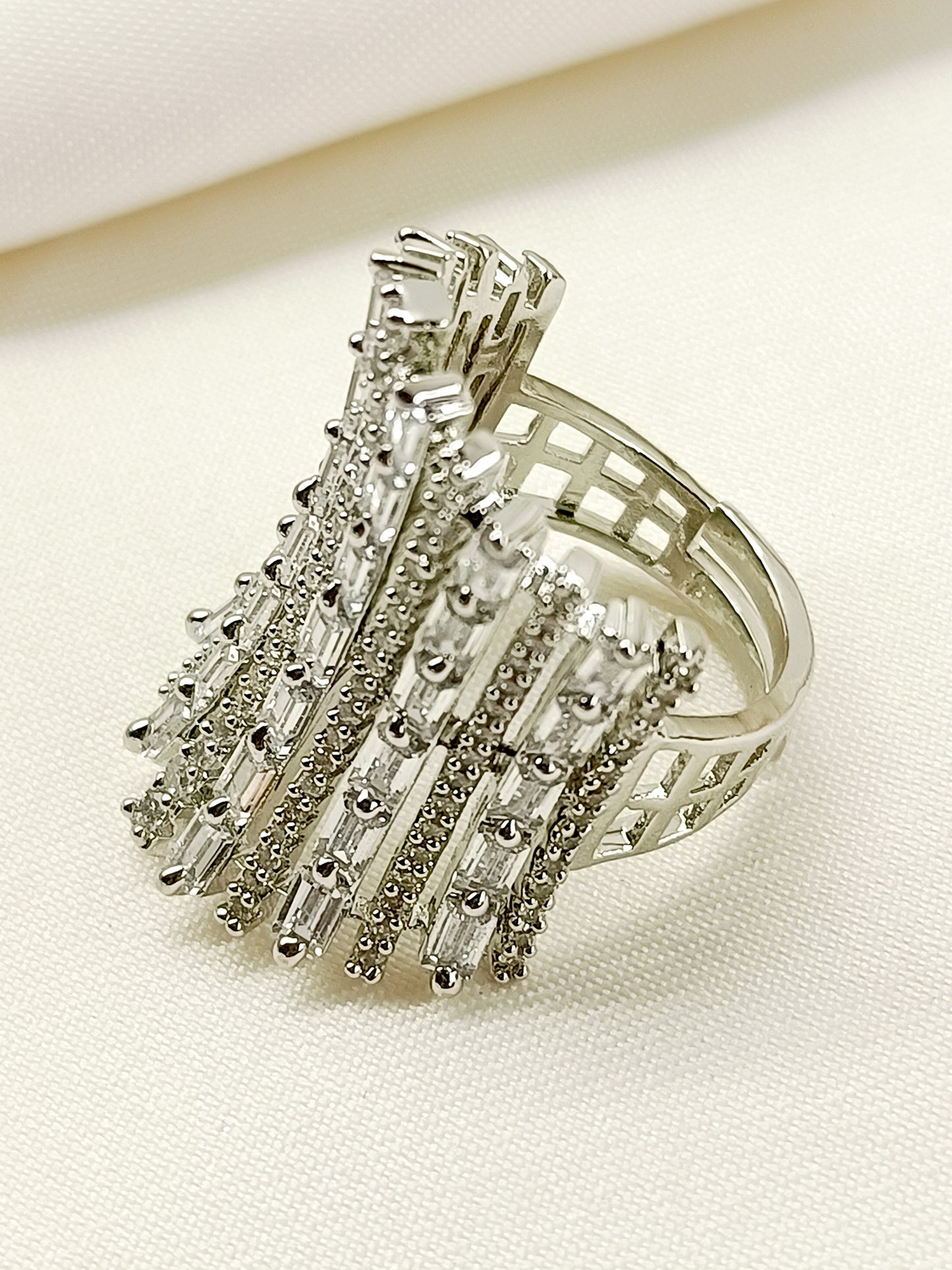 Krisha White American Diamond Finger Ring