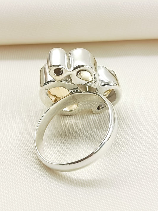 Prachi Multi Colour 92.5 Silver Citrine Stone Finger Ring