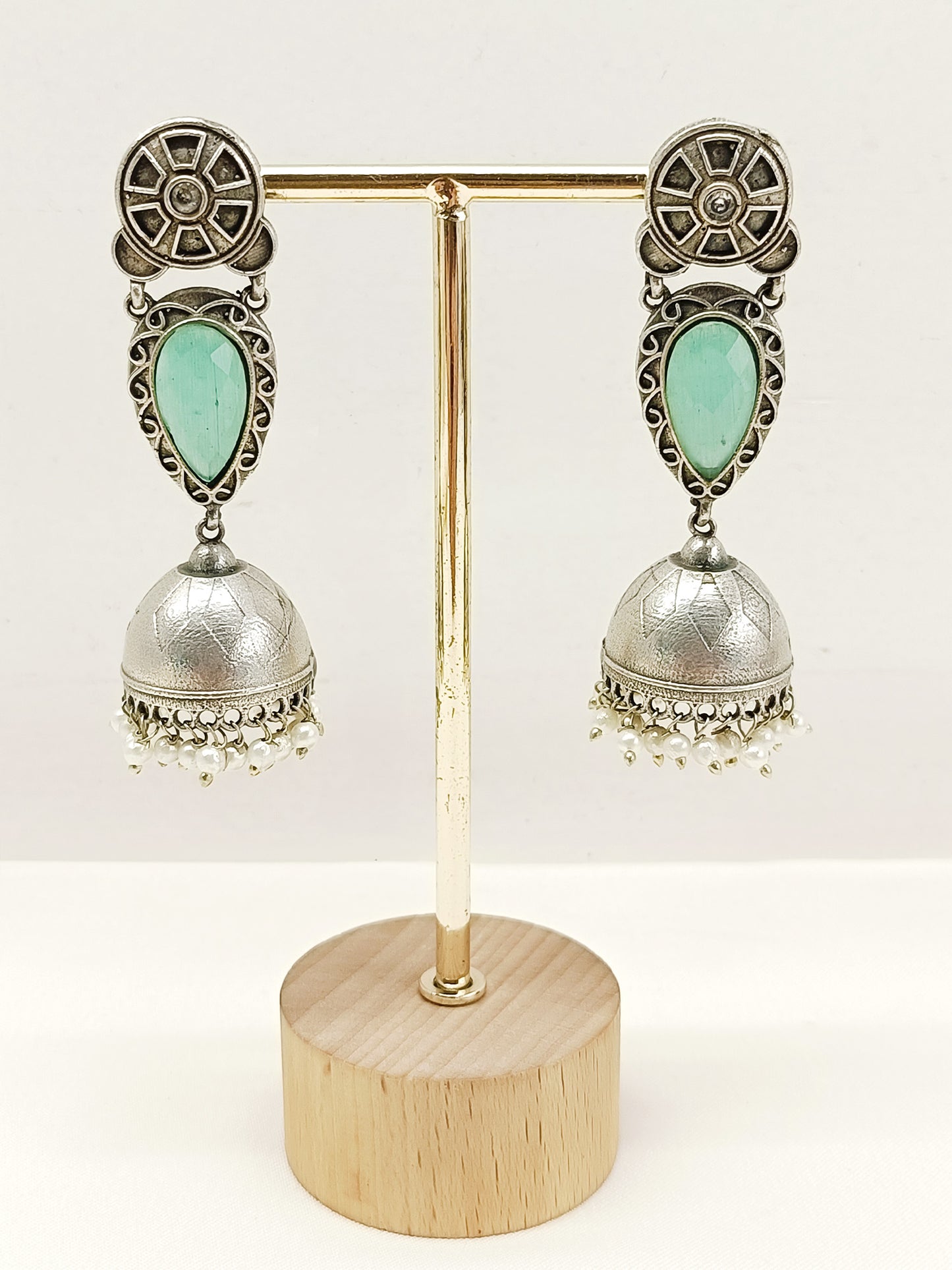 Upasana Mint Green Oxidized Jhumki