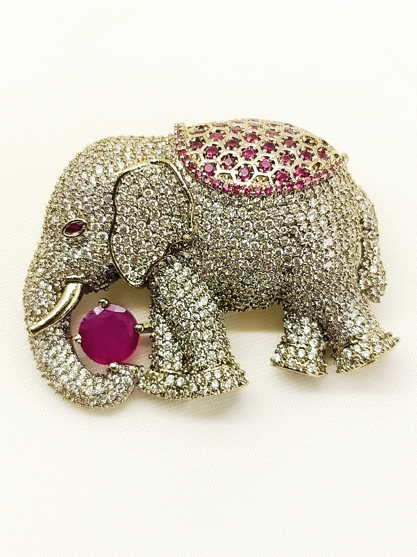 Harshil Ruby Elephant Brooch