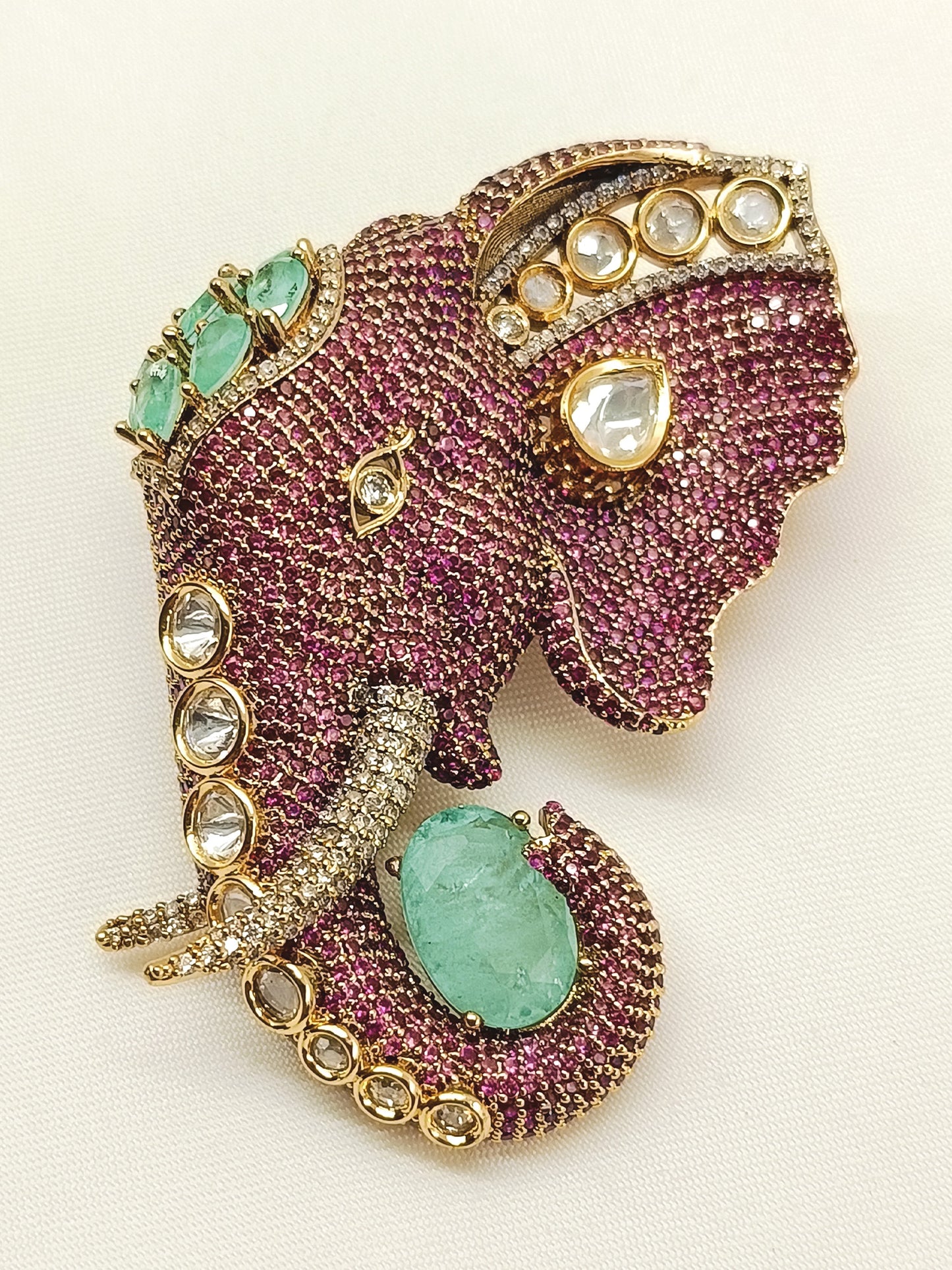 Atharv Ruby Elephant Brooch