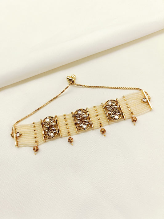 Adana White Pearl Kundan Bracelet