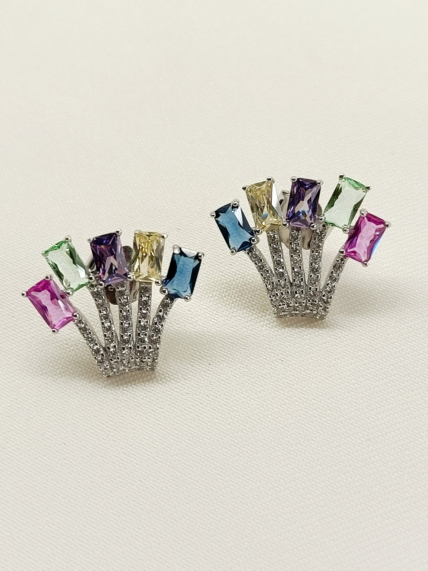 Jaytri Multi Colour 92.5 Silver Swarovski Stone Tops