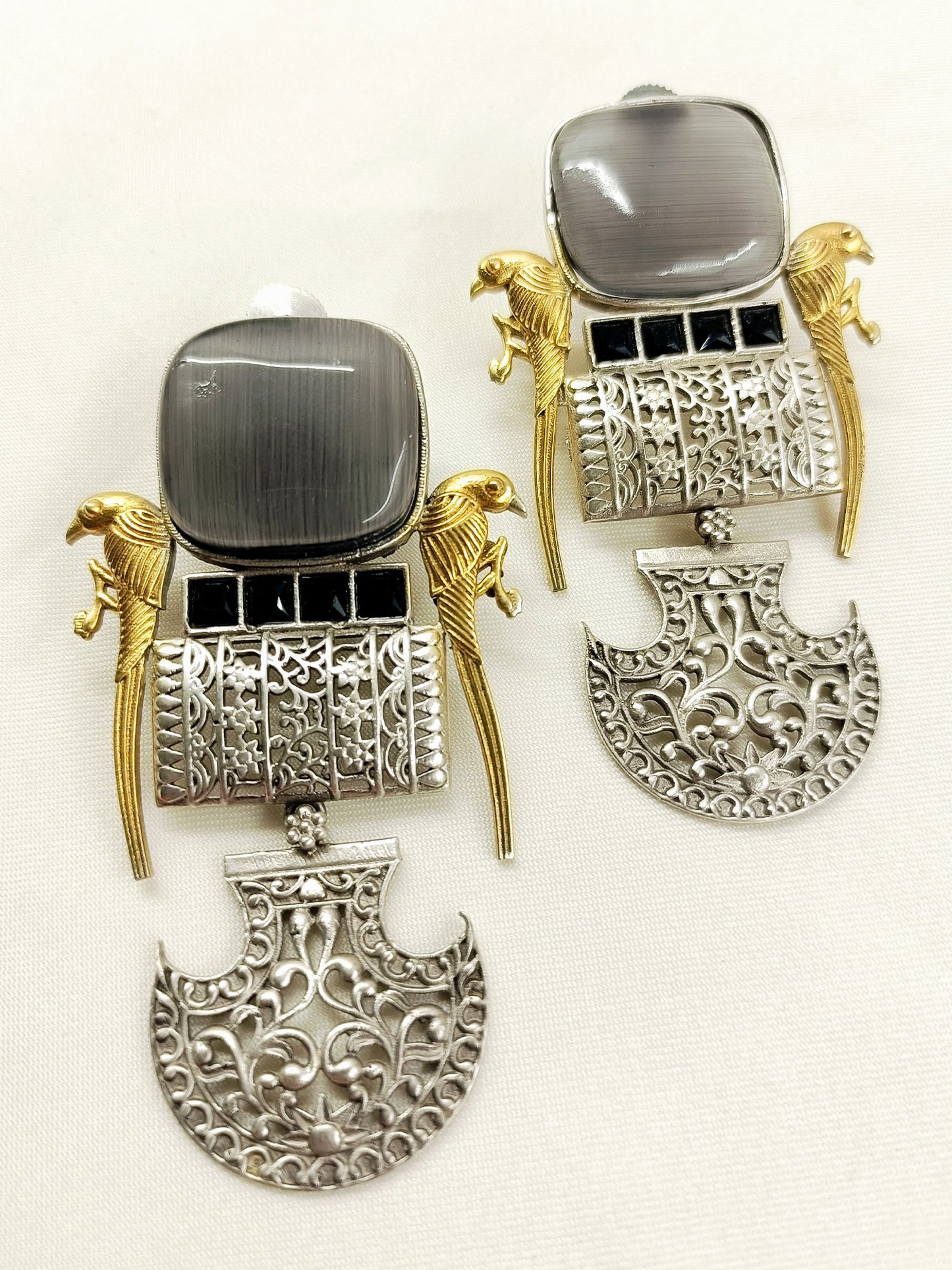 Vasulakshmi Grey Oxidized Earring