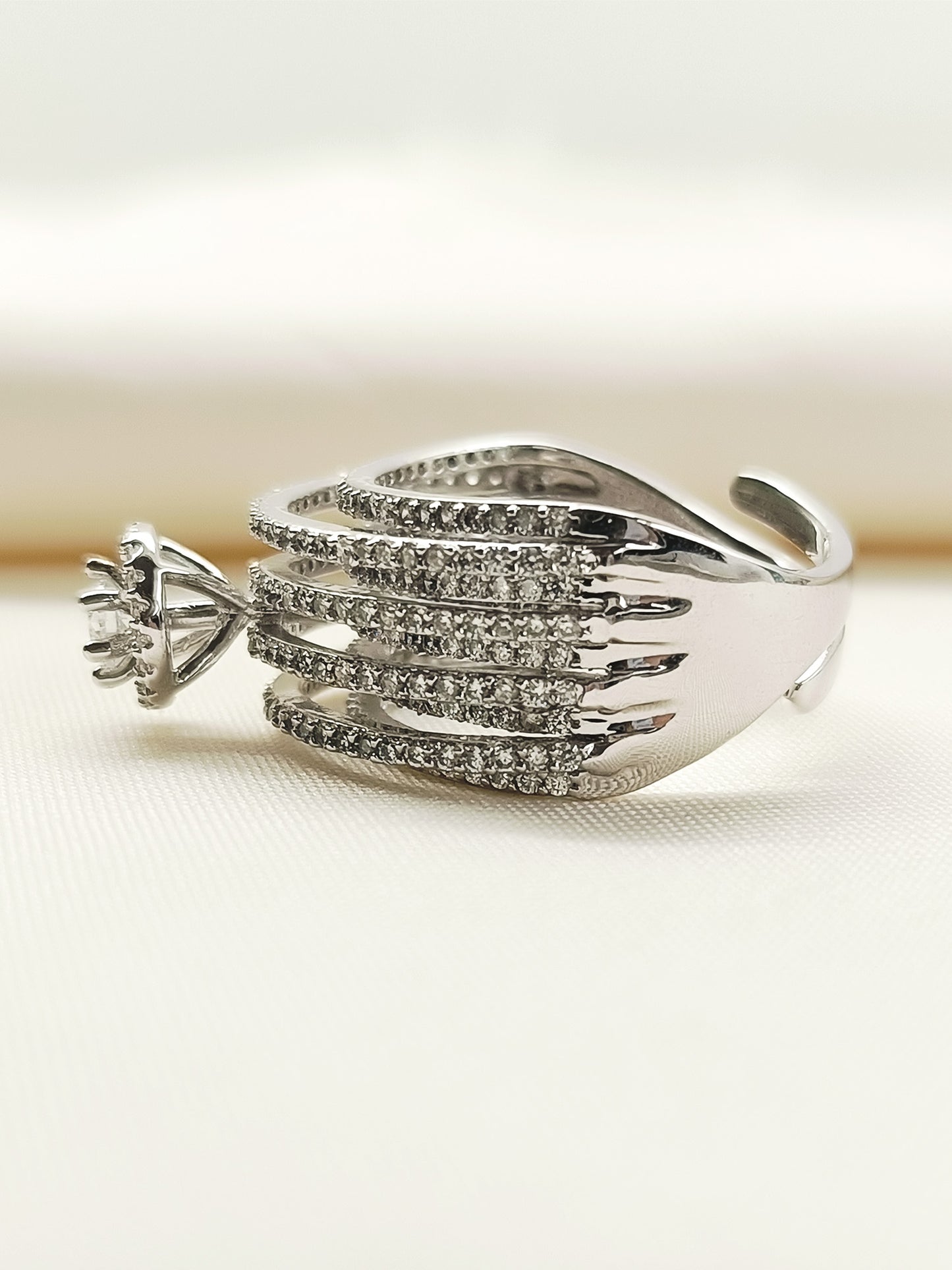 Chitrini White American Diamond Finger Ring