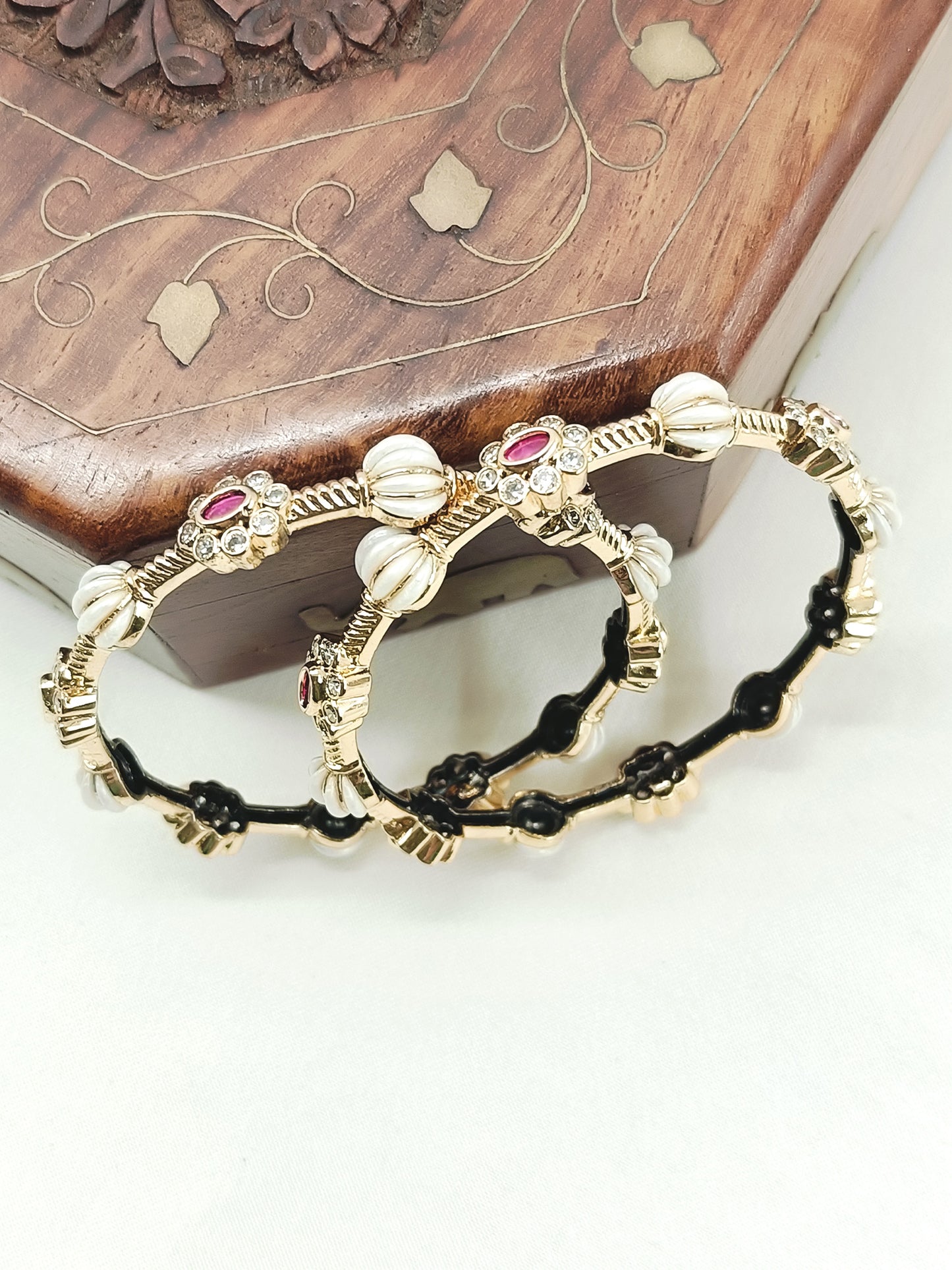 Chandralekha White Antique Bangles