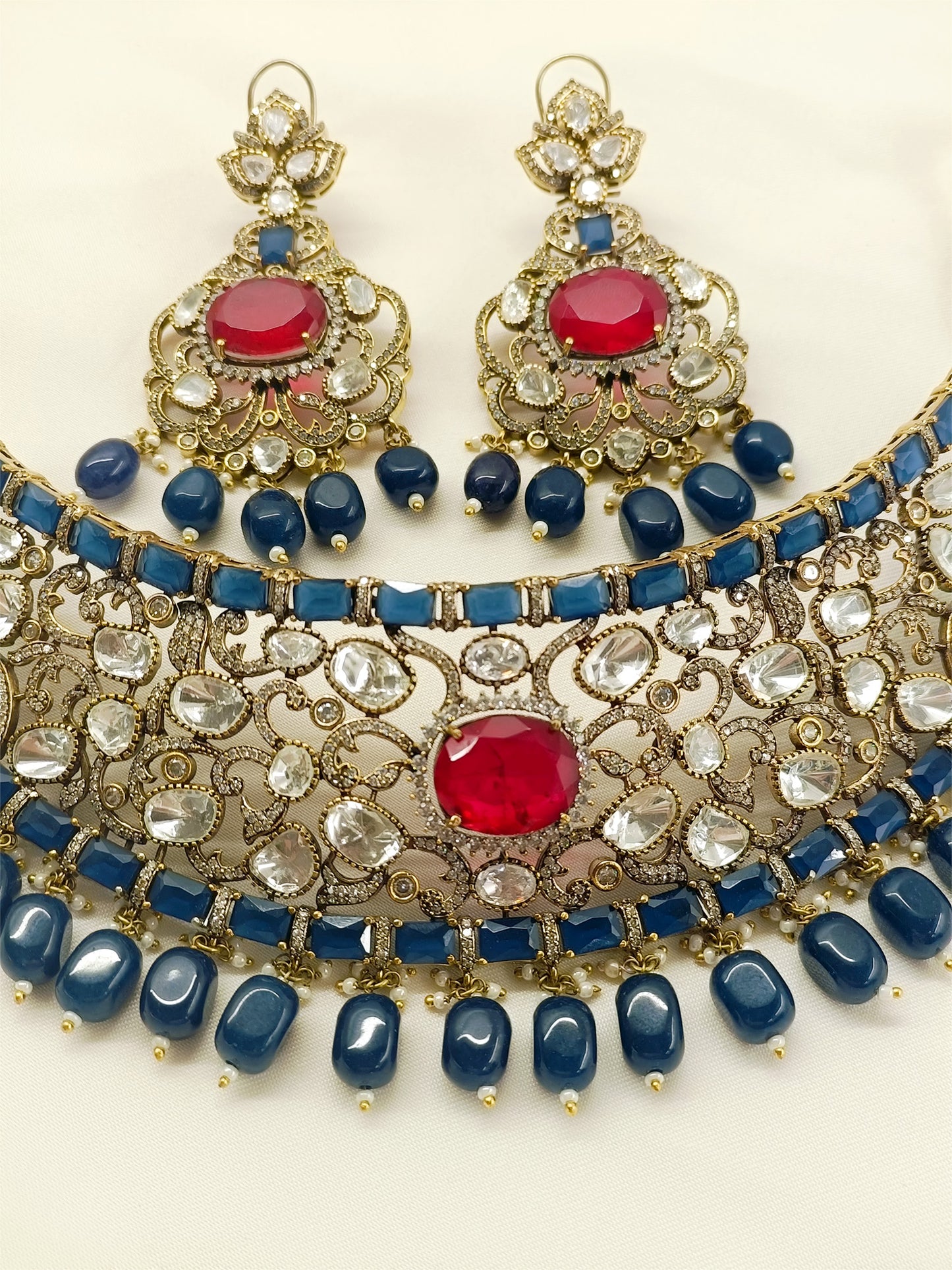 Sheetal Blue Victorian Choker Set