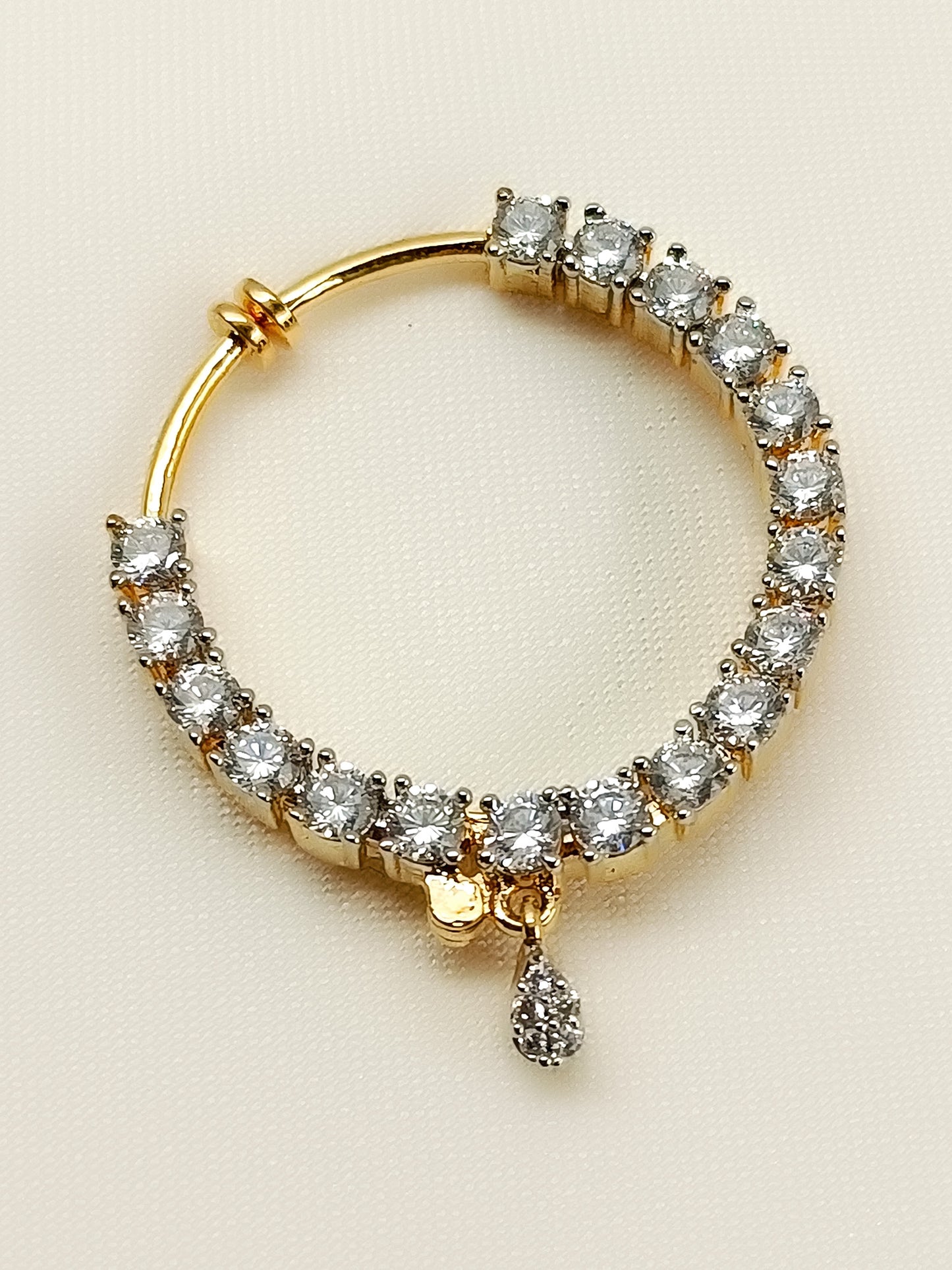Ishanvi Golden American Diamond Nath
