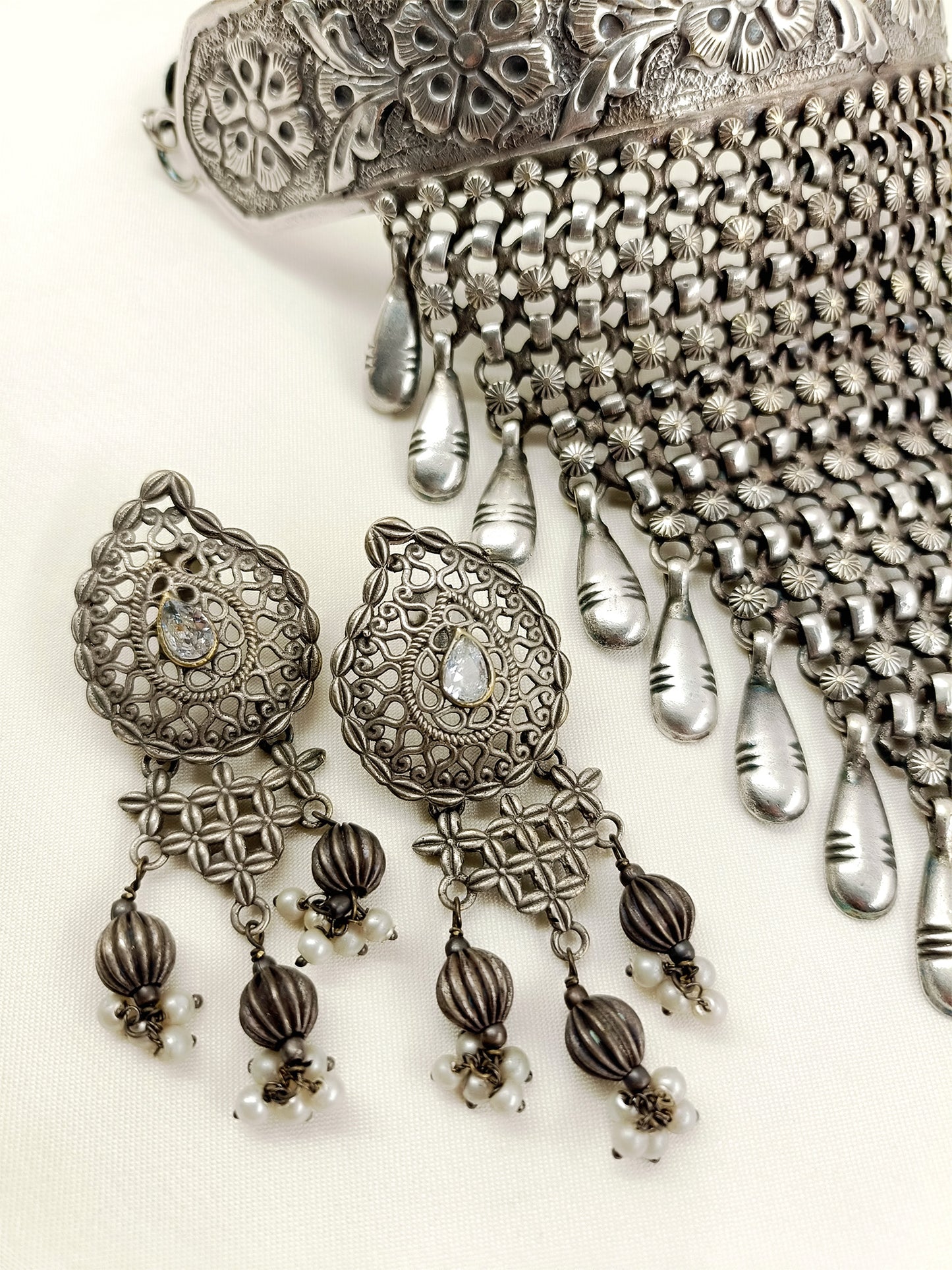 Madhubani Plain Oxidized Choker Set