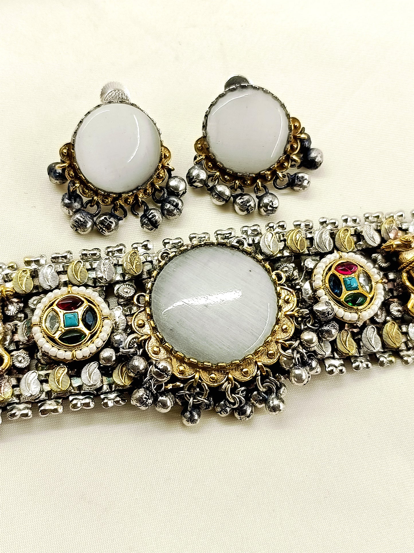 Rinkal Multi Colour Oxidized Choker Set