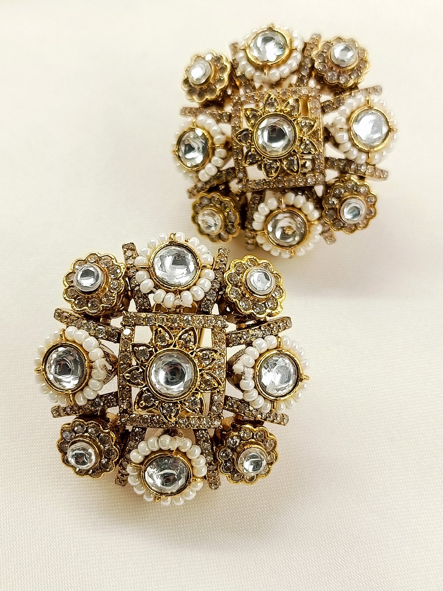 Stuti White Kundan Tops