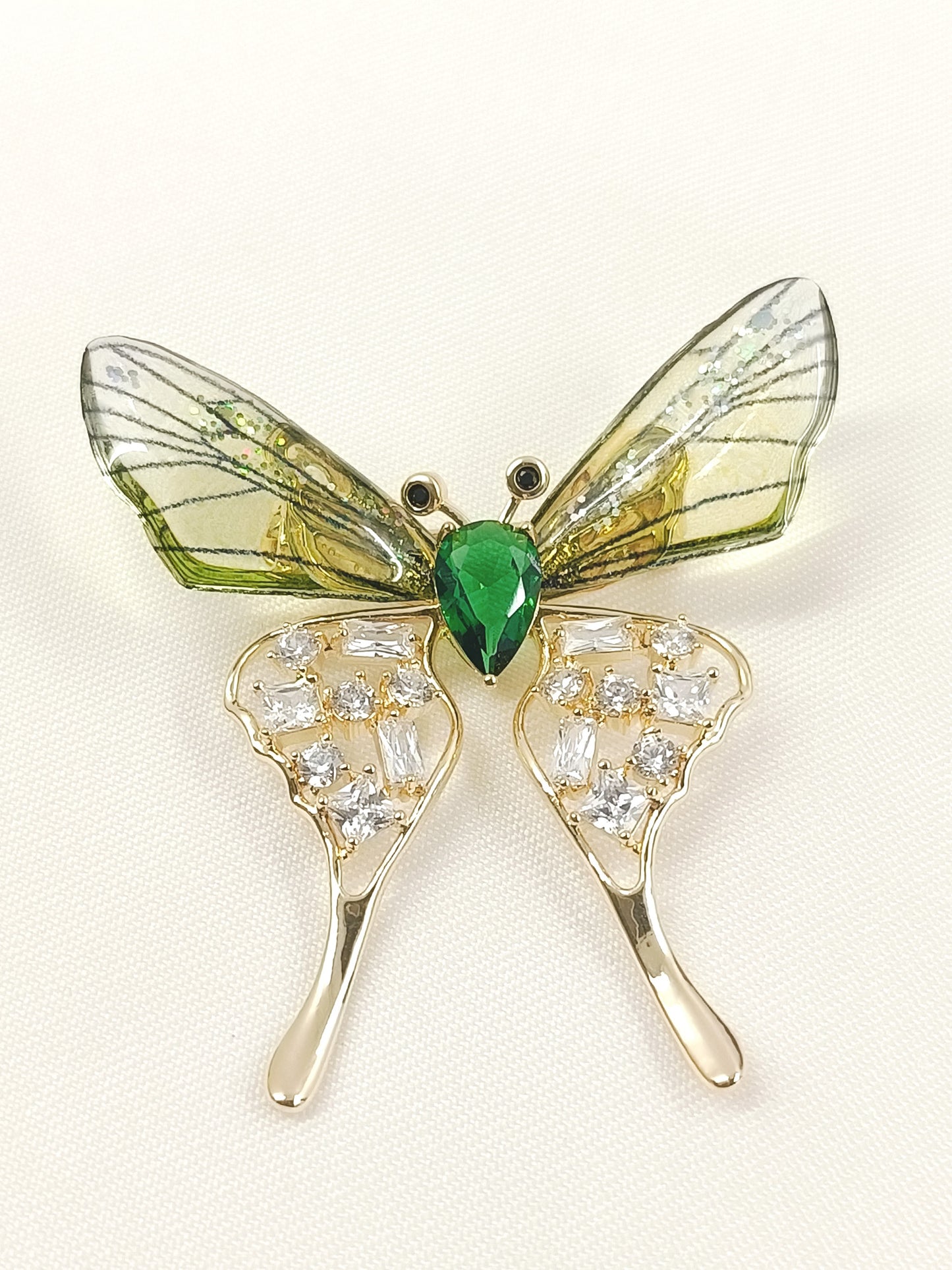 Arjita Green Butterfly Brooch