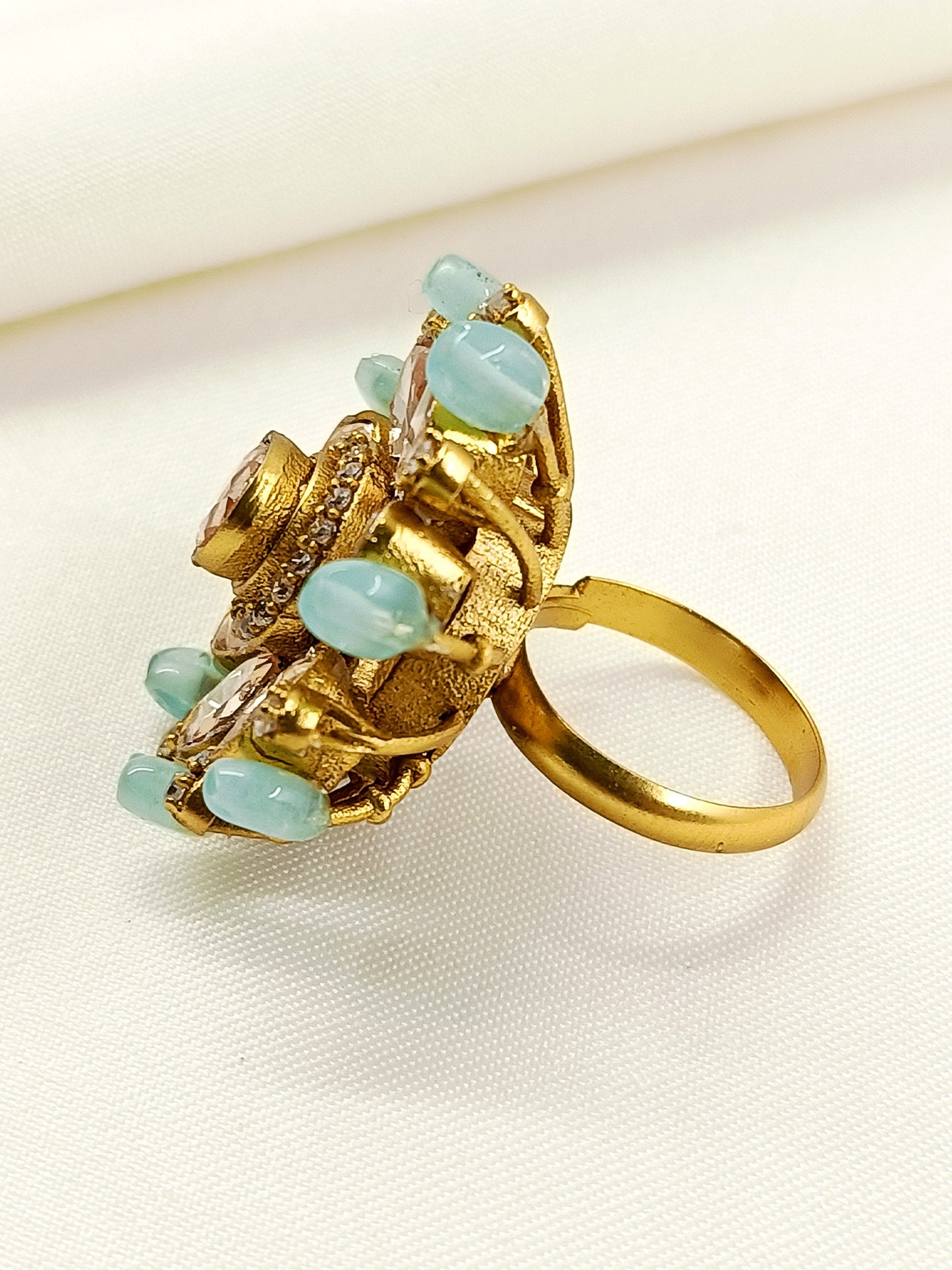 Urvashi Mint Green Kundan Finger Ring