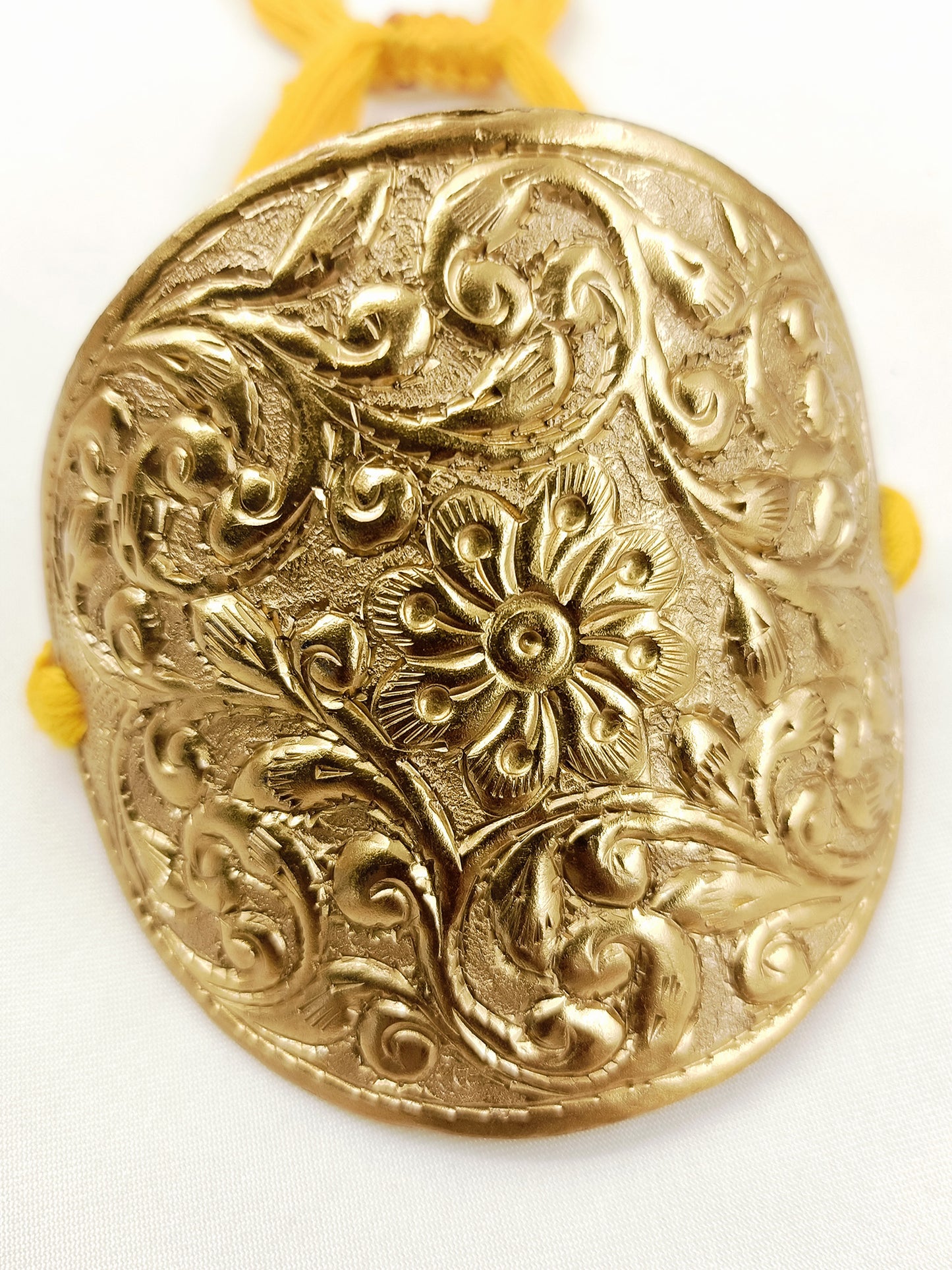 Azill Golden Oxidized Floral Carved Men's Bajubandh