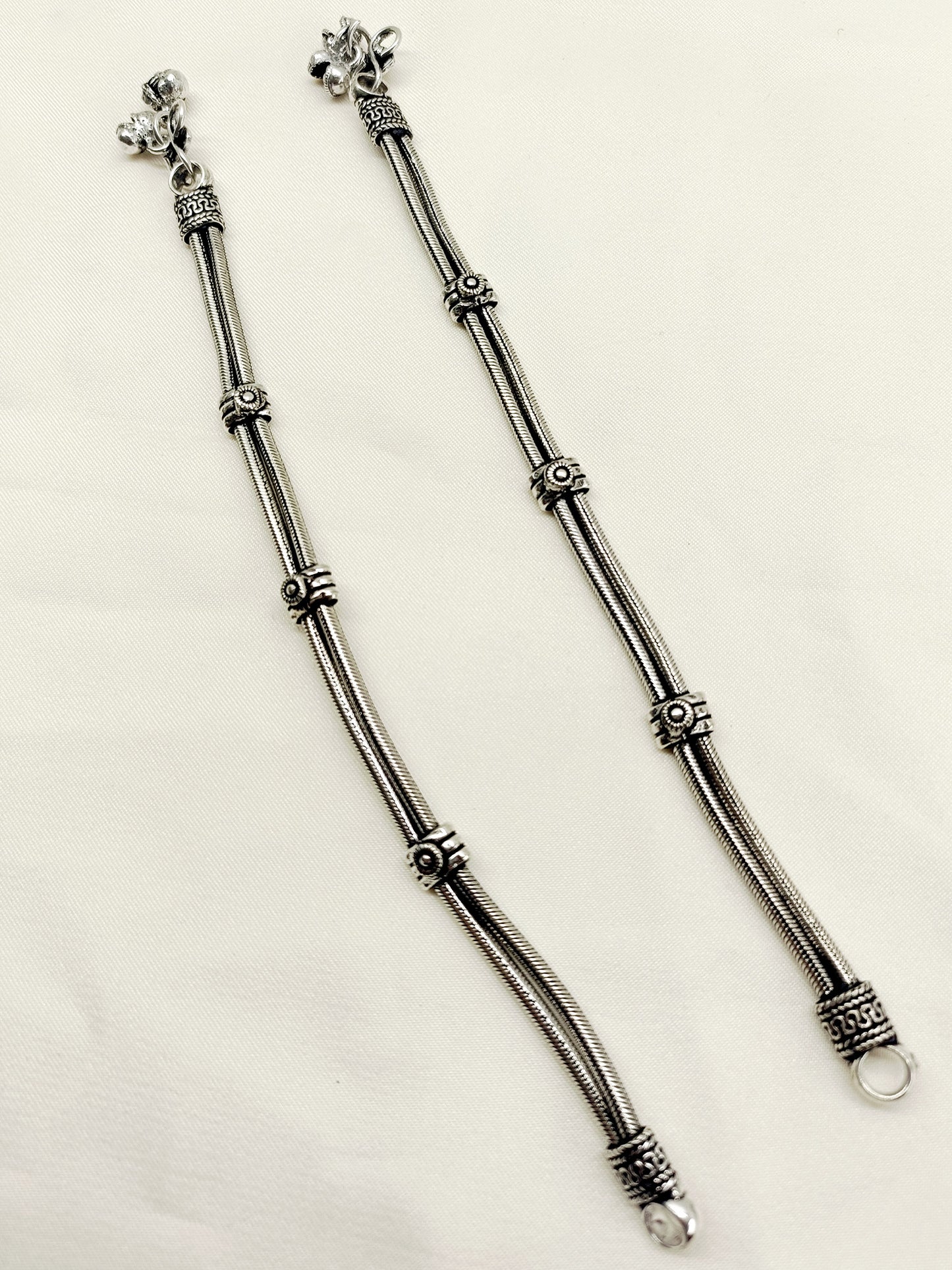 Devisha Double Layerd Oxidized Silver Anklet
