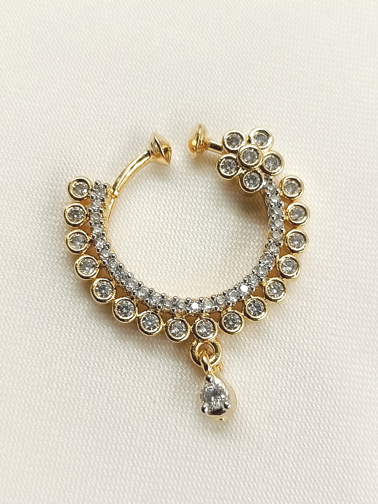 Eshita White American Diamond Nath