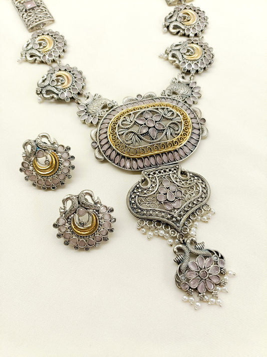 Antara Pink Oxidized Necklace Set
