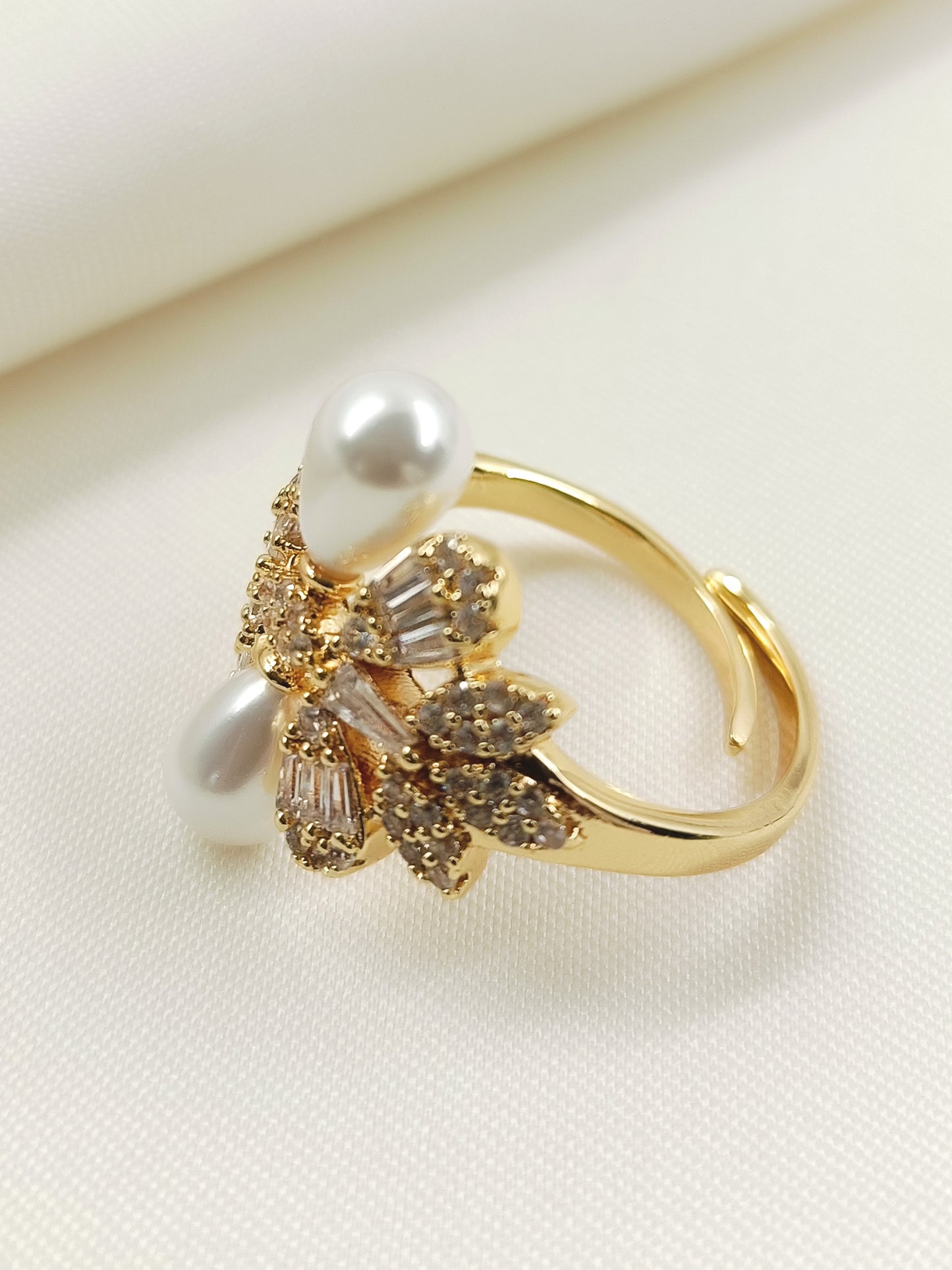 Caterpie Golden American Diamond Finger Ring