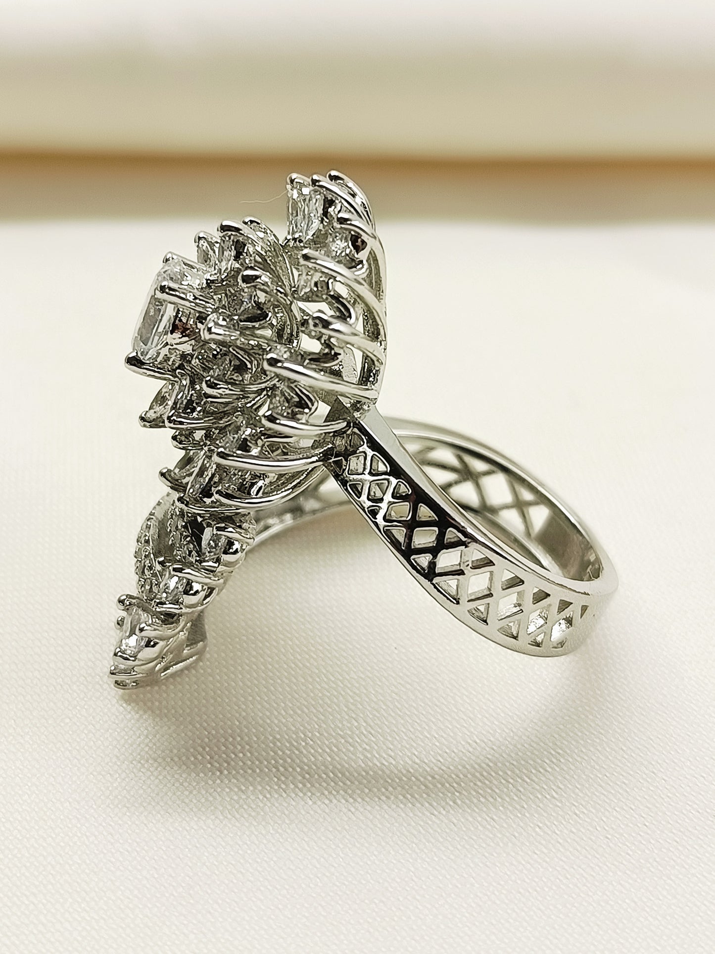 Wilma 92.5 Silver American Diamond Finger Ring