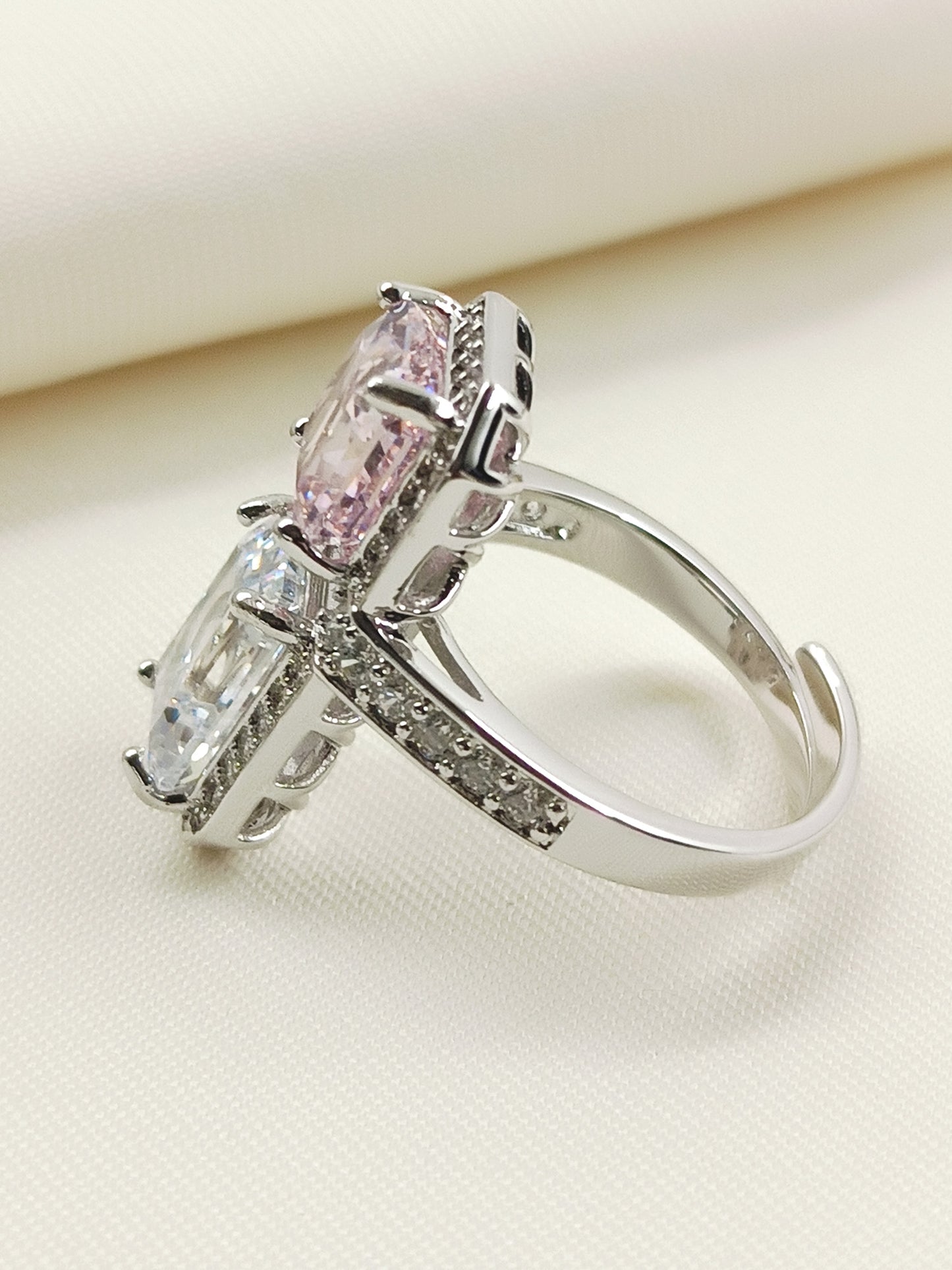 Urvi Pink American Diamond Finger Ring