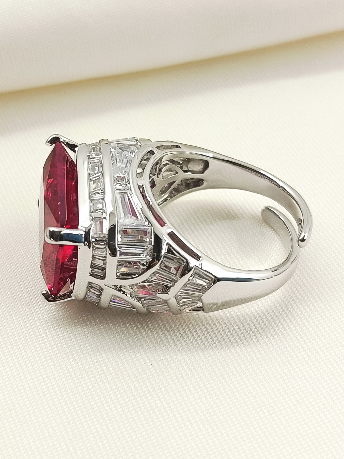 Ekansha Ruby American Diamond Finger Ring