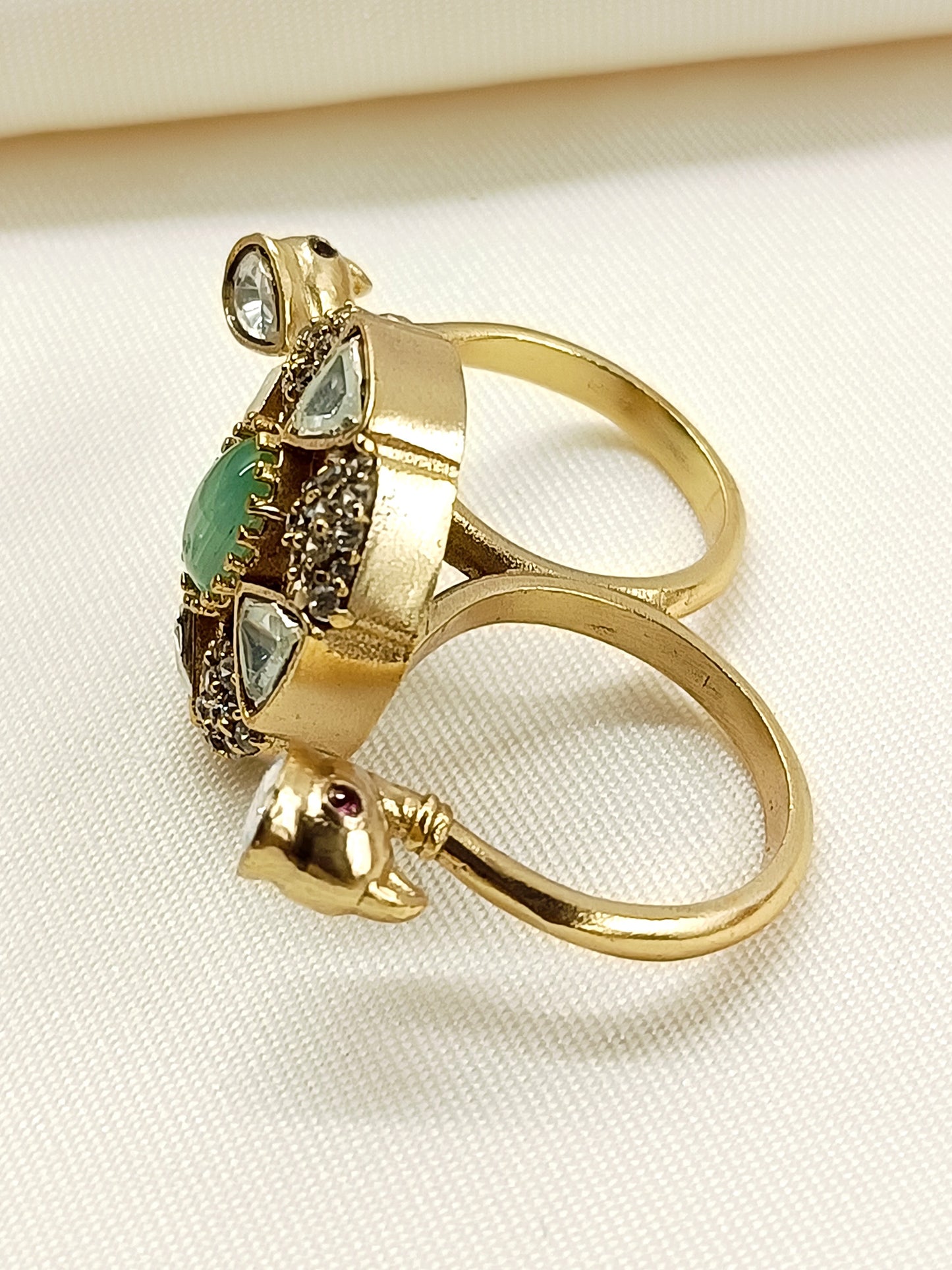 Floren Mint Green American Diamond Finger Ring