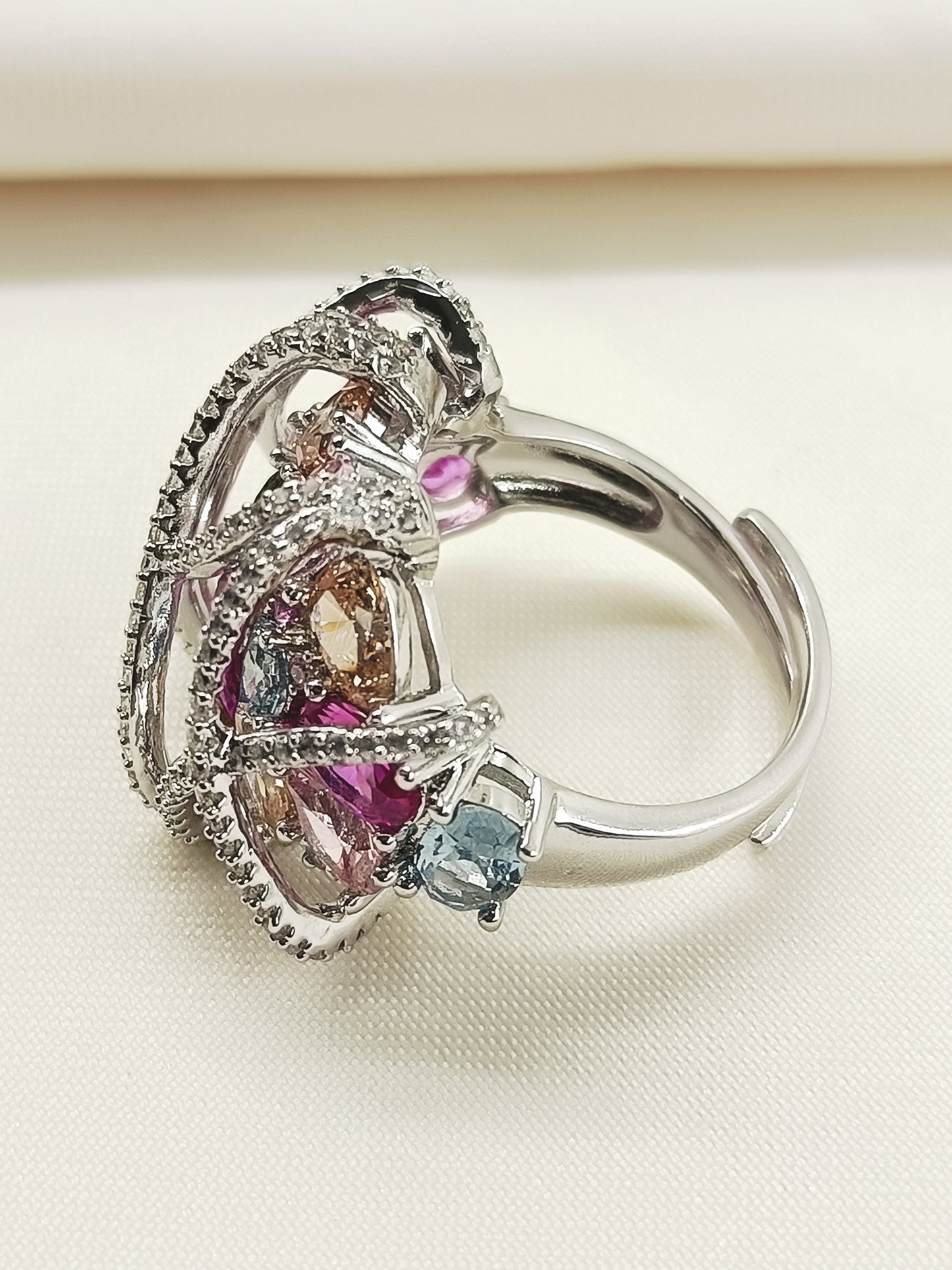 Gritachi Multi Colour American Diamond Finger Ring