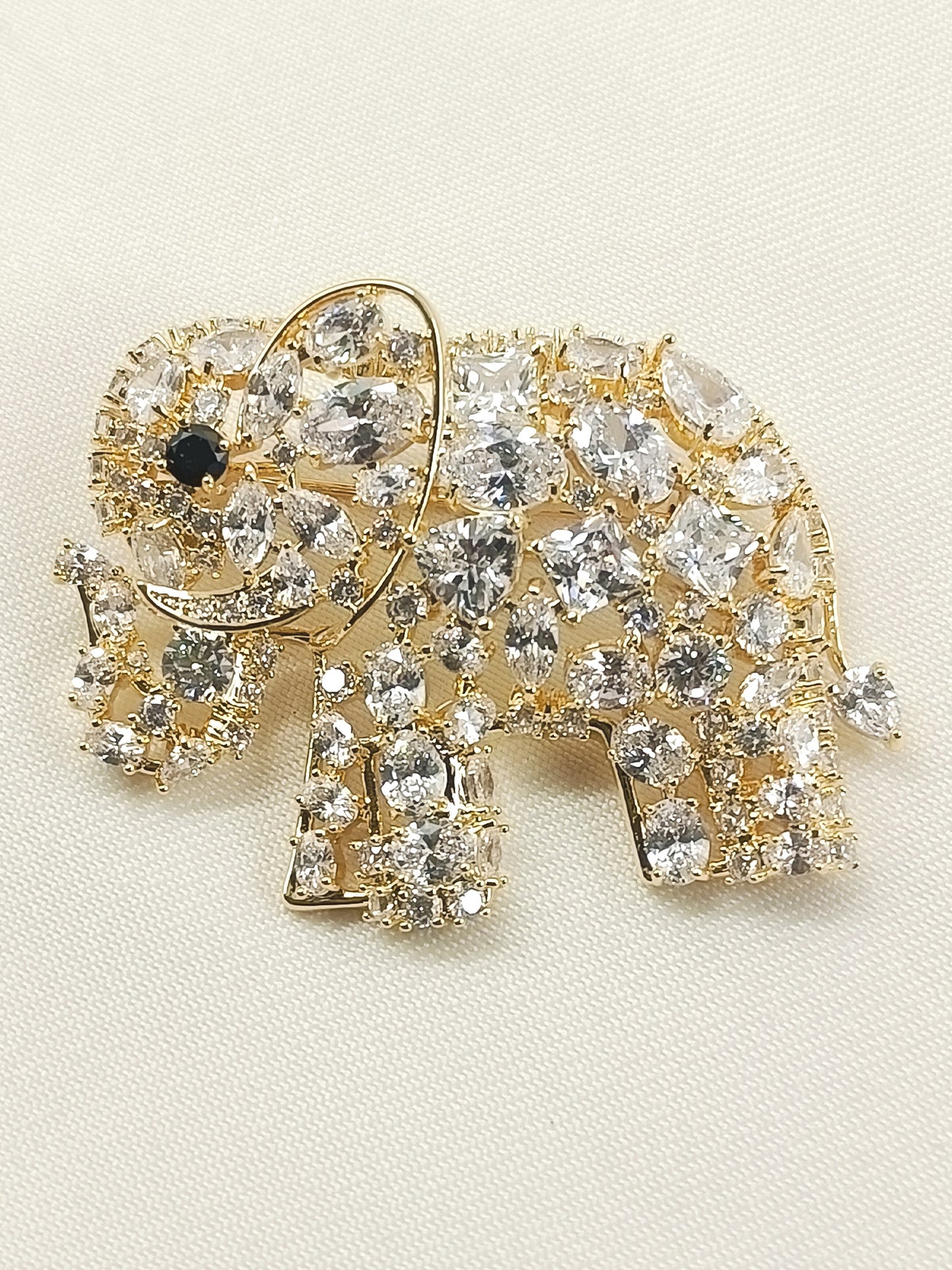 Shaurya Black Elephant Brooch