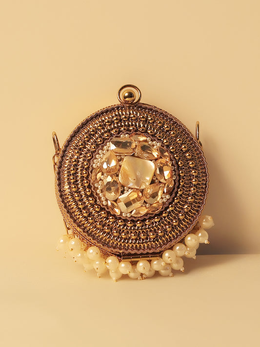 Arshika Golden Evening Clutch