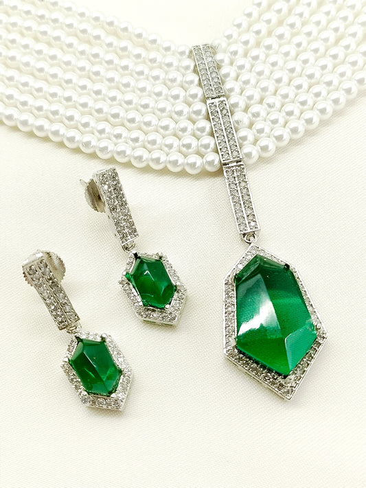 Vamika Green American Diamond Choker Set