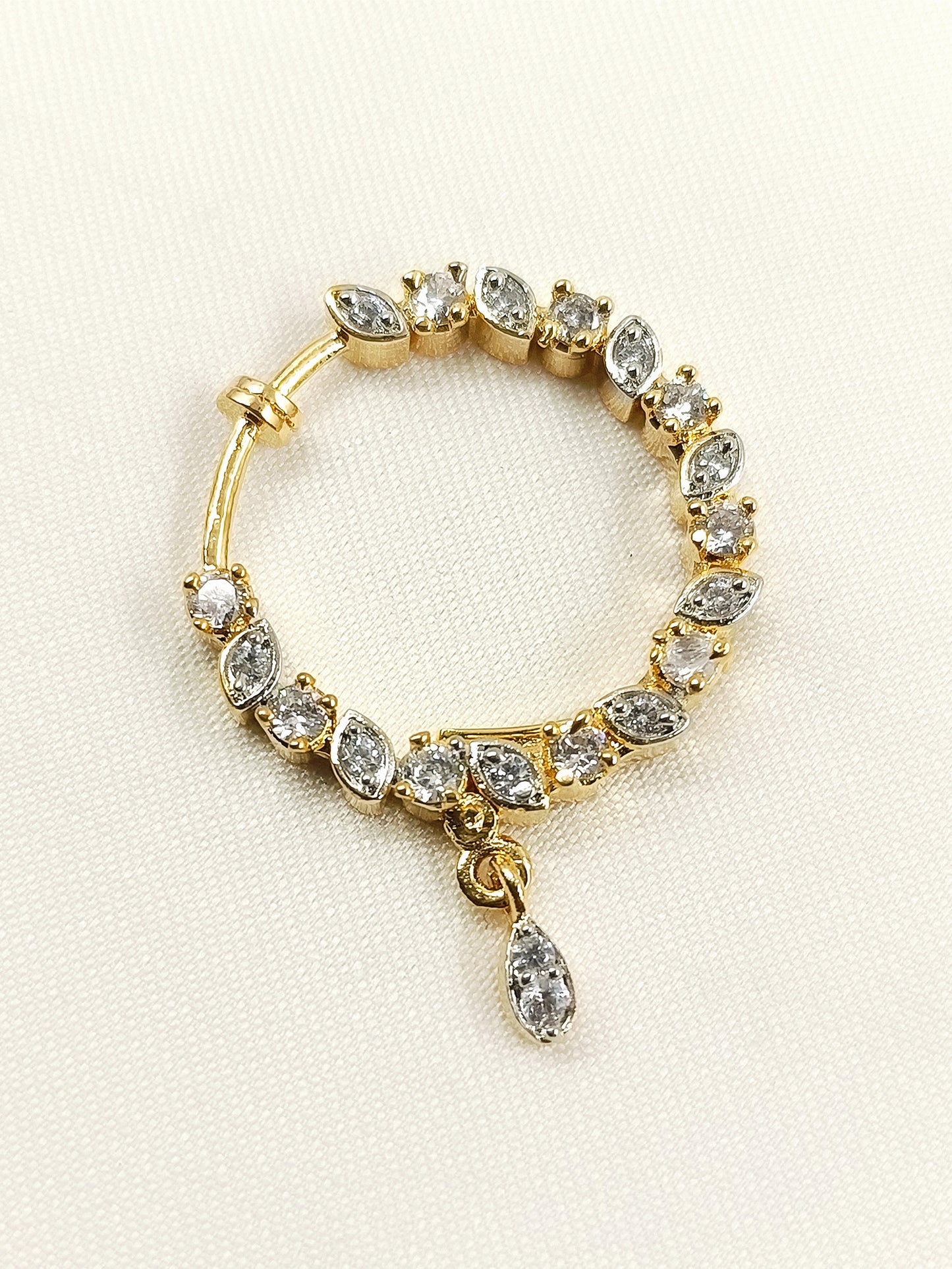 Disha White American Diamond Nath