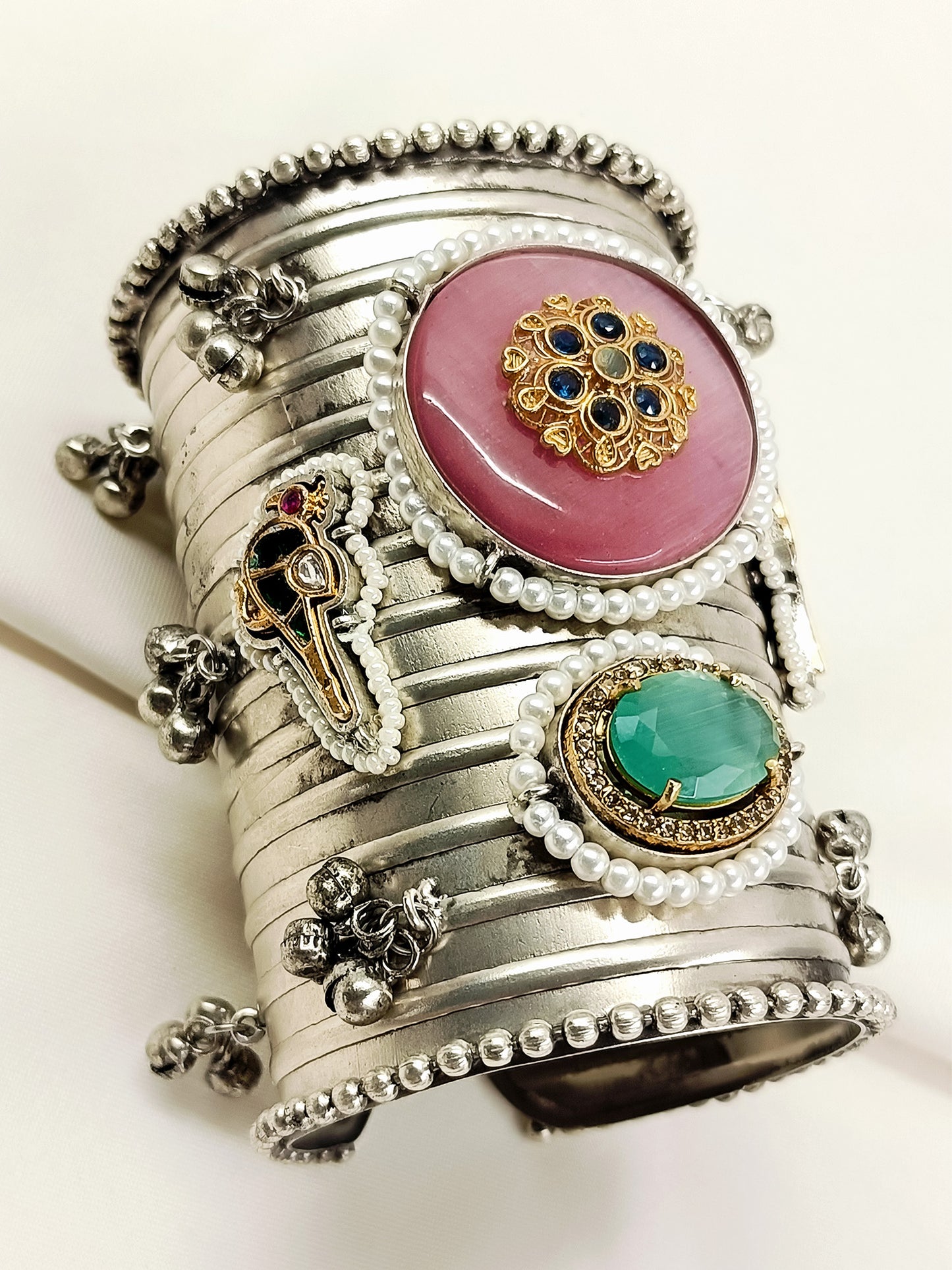 Mishkaad Pink Fusion Broad Oxidized Bracelet