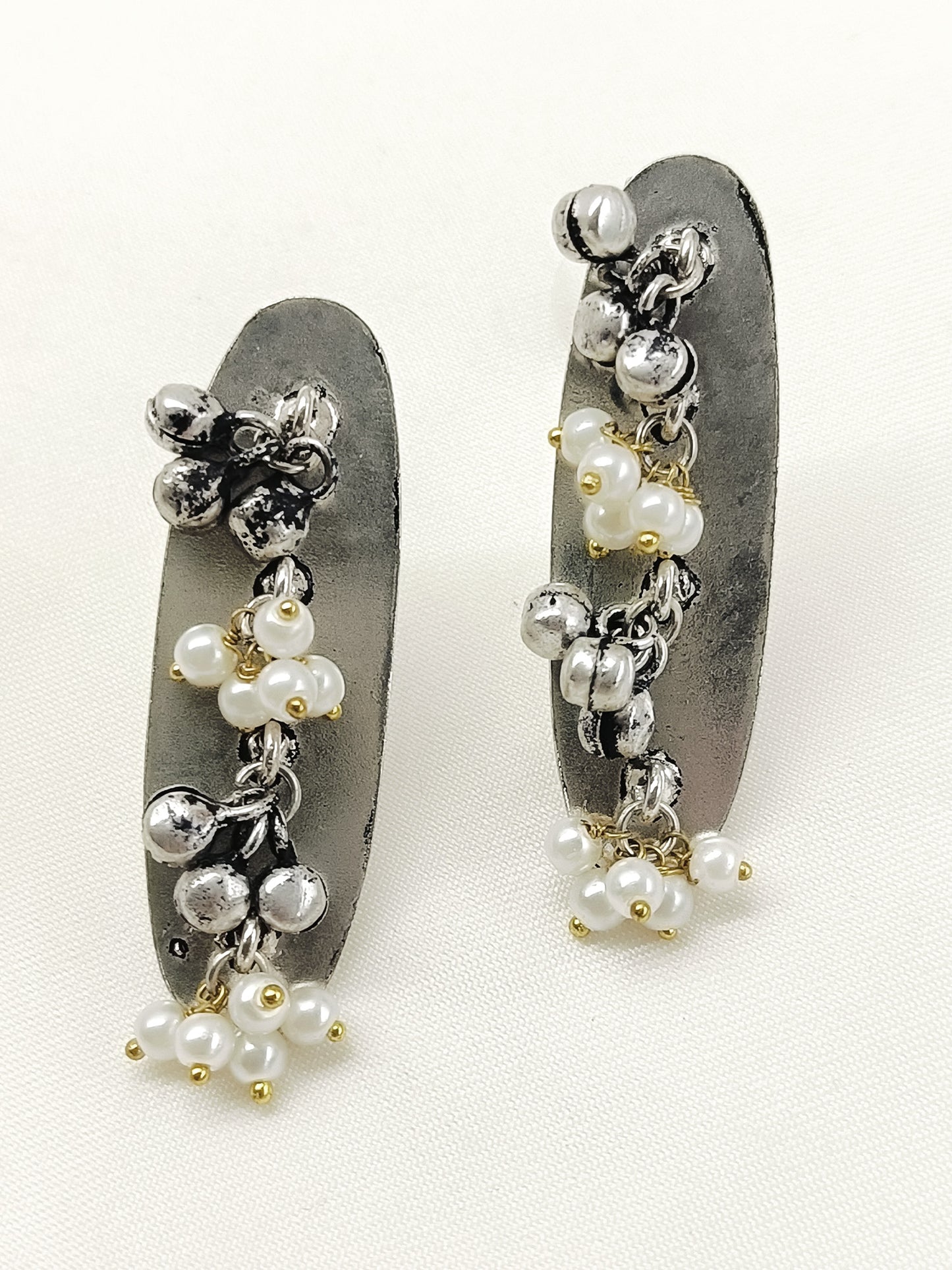 Hayat White Pearl Oxidized Tops