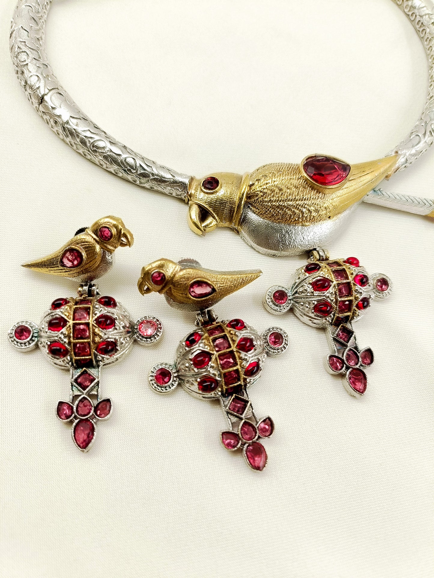 Gazara Pink Oxidized Hasli Styled Choker Set