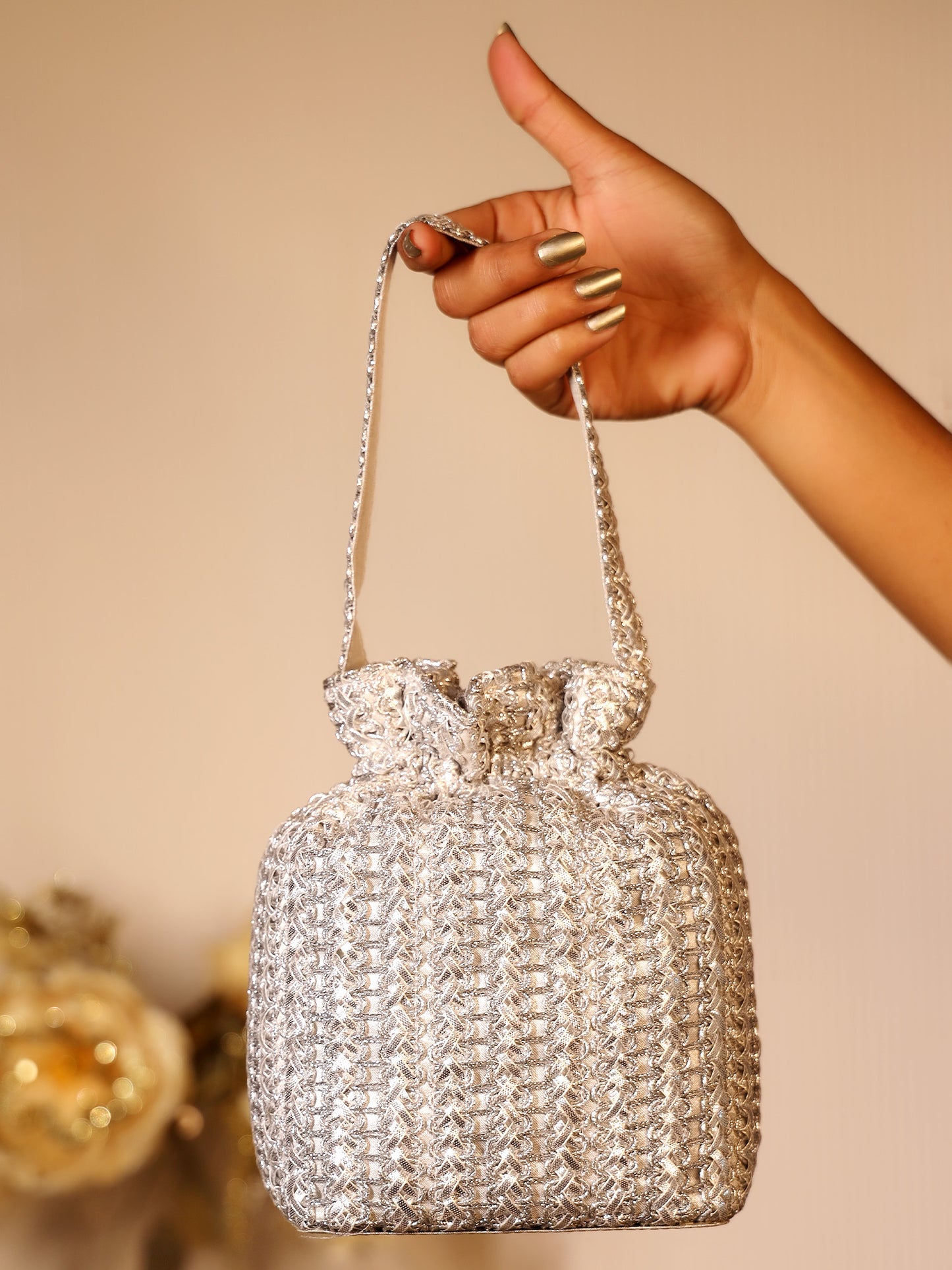 Gopi Silver Potli Bag