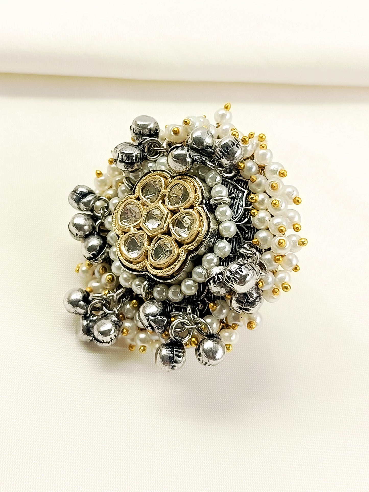 Nishka White Oxidized Finger Ring