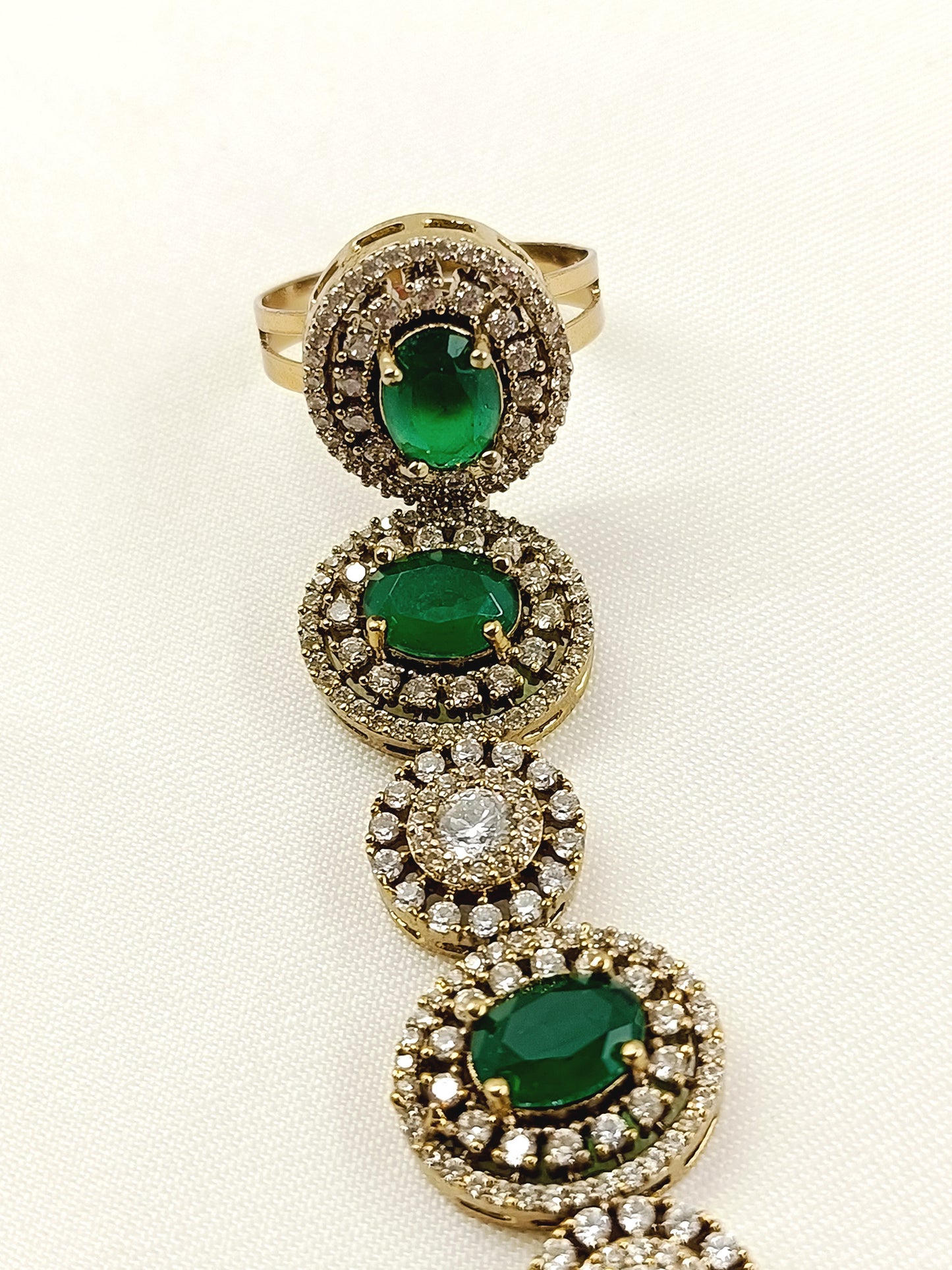 Rukmani Green Kundan Hathphool Set Of 2